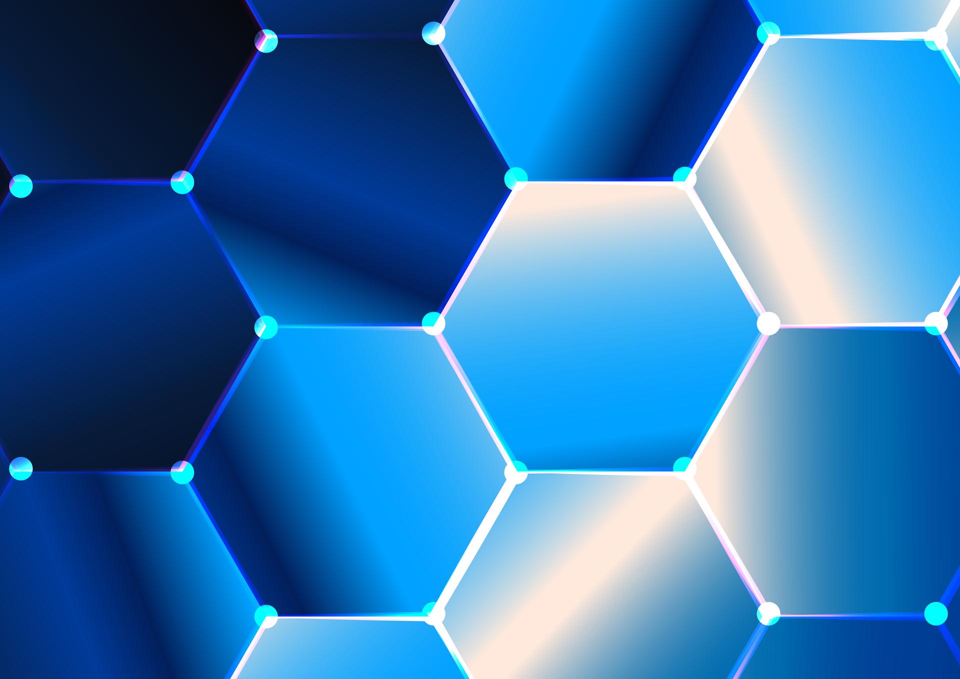 Abstract Blue and White Gradient Hexagon Background