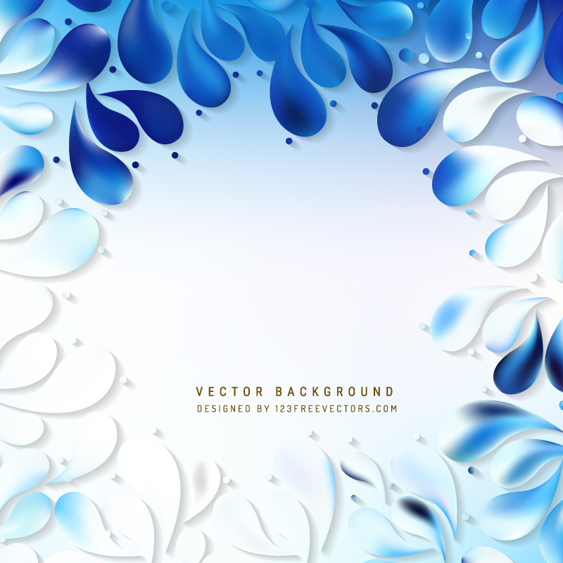 Abstract Cobalt Blue Floral Drops Background