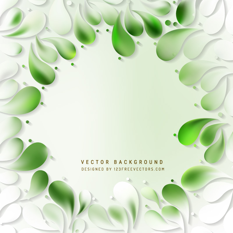 White Green Decorative Floral Drops Background
