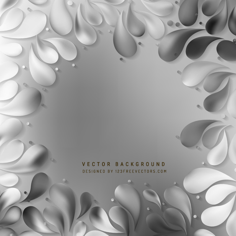 Gray Floral Ornamental Drops Background