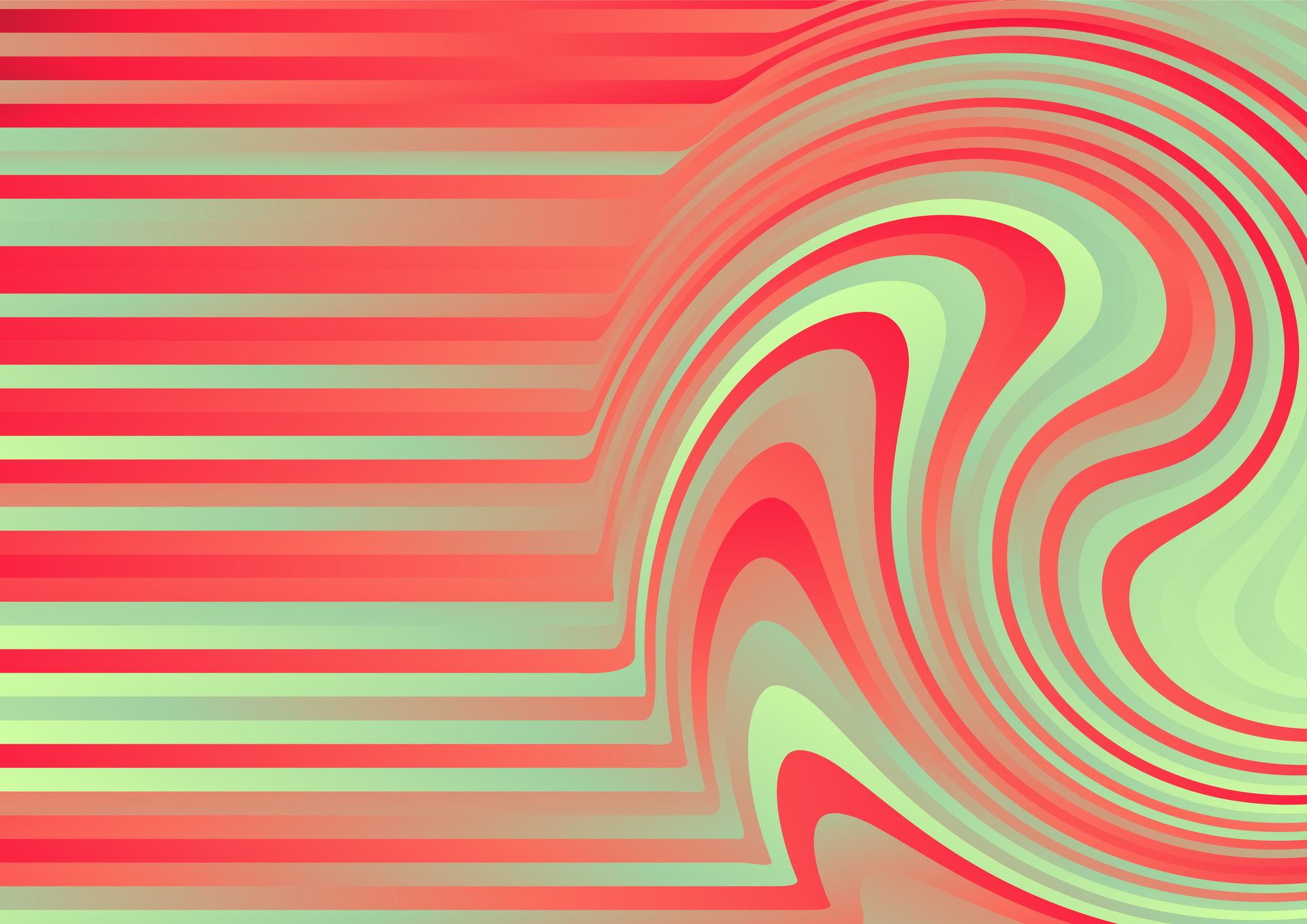 Red and Green Gradient Ripple Lines Background Vector Graphic