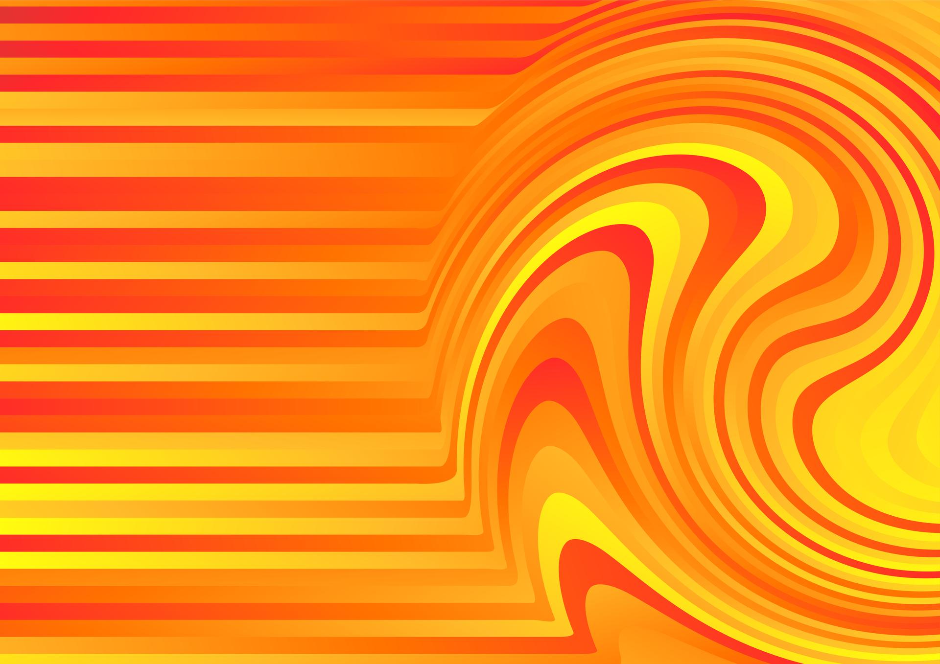 Abstract Red and Yellow Gradient Curved Ripple Lines Background Vector Illustration