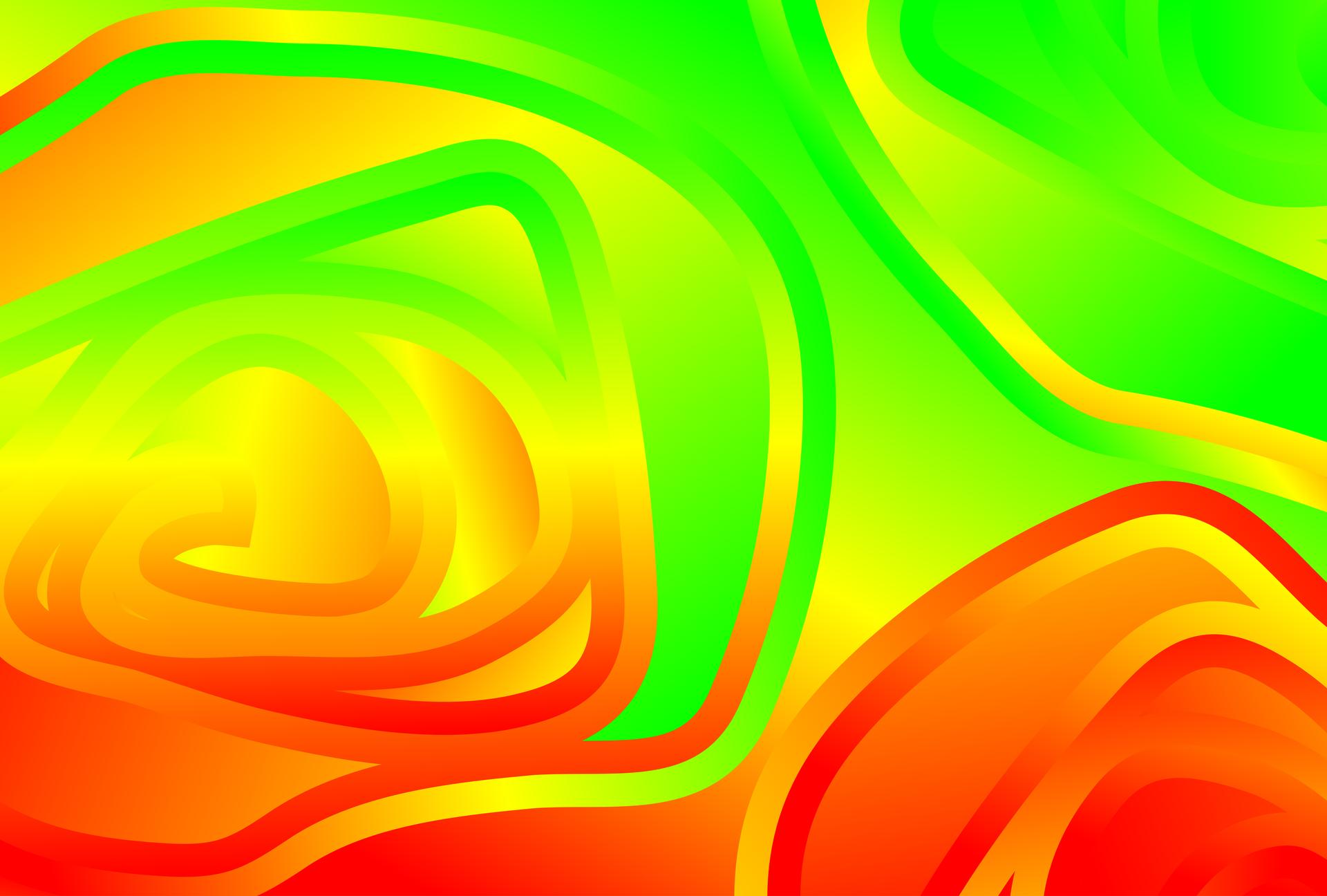 Abstract Red Yellow and Green Gradient Curvature Ripple Lines Background