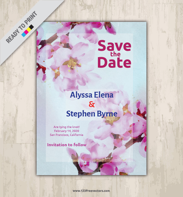 Watercolor Flower Wedding Invitation