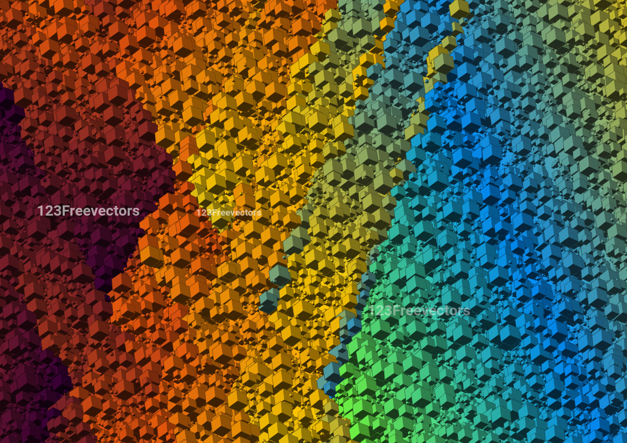 Blue Green and Orange 3D Cube Shape Background