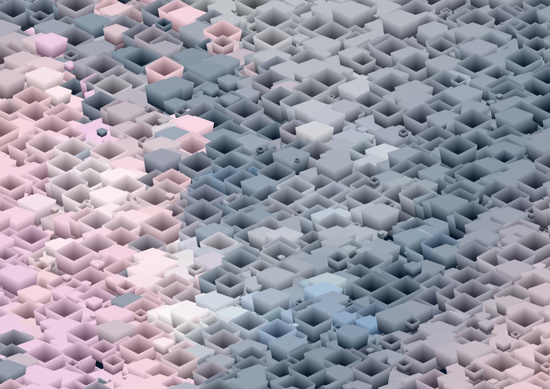 Abstract Pink Blue and Grey 3D Cube Shape Background Image