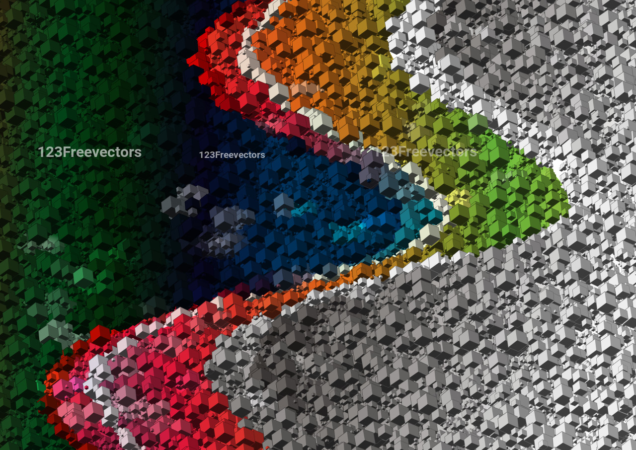 Red Green and Blue 3D Modern Geometric Square Cube Background Image