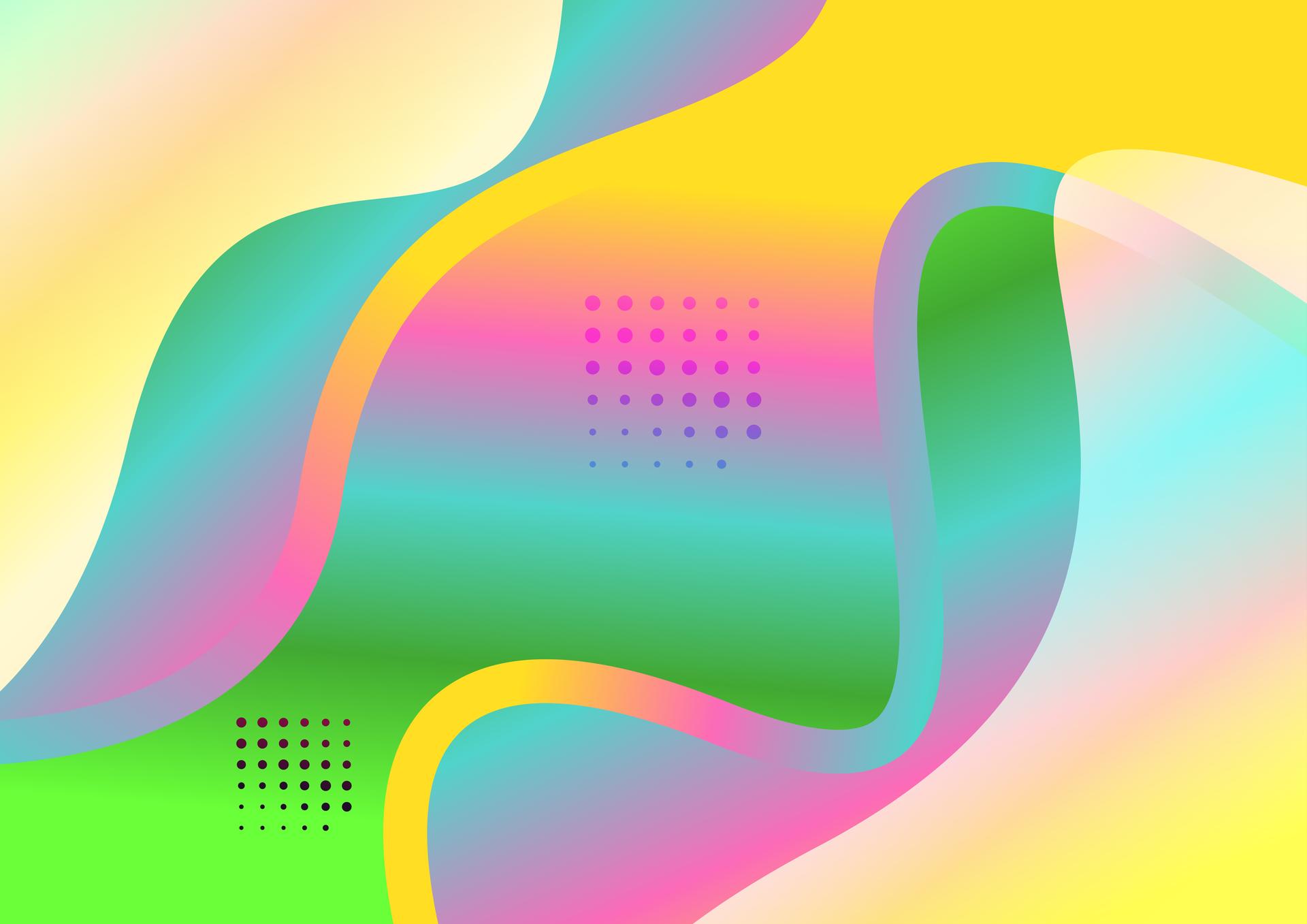 Abstract Pink Green and Yellow Liquid Color Wavy Background Vector Image