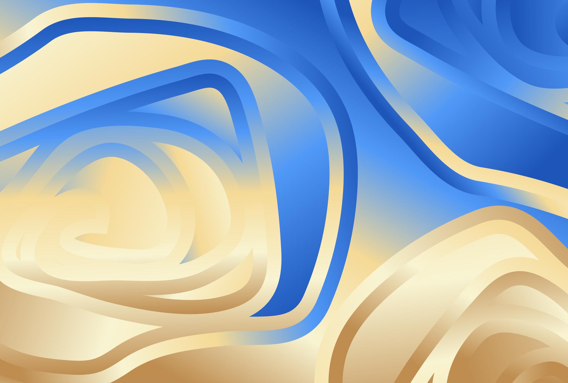 Blue and Gold Fluid Color Distorted Lines Background