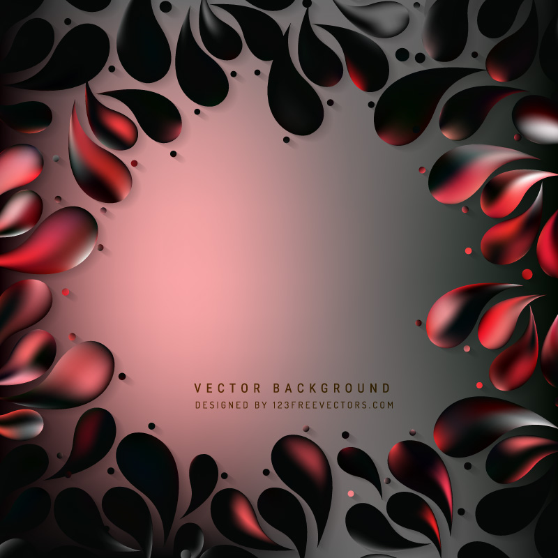 Abstract Red Black Floral Drops Background