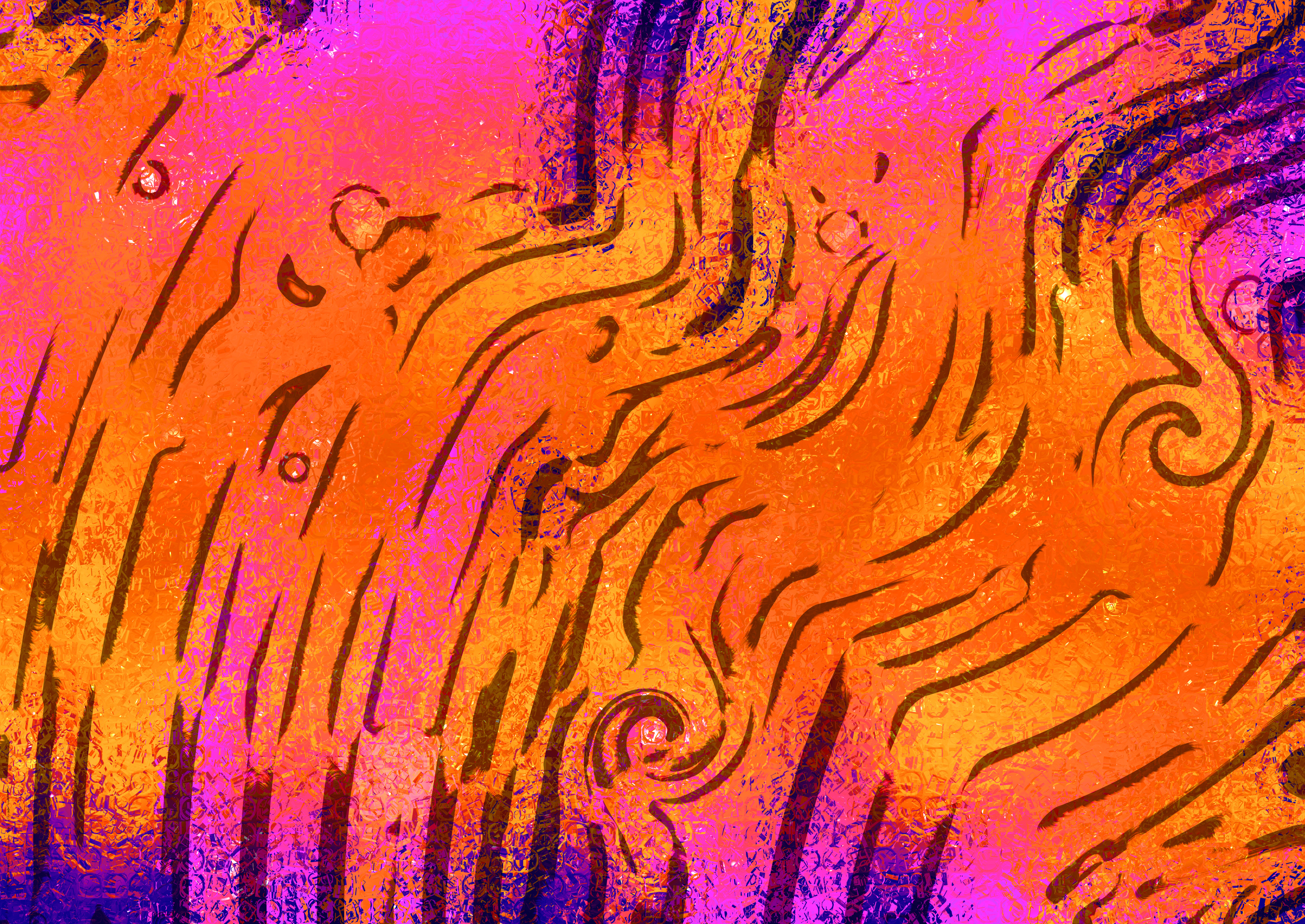 Abstract Swirls of Orange and Purple