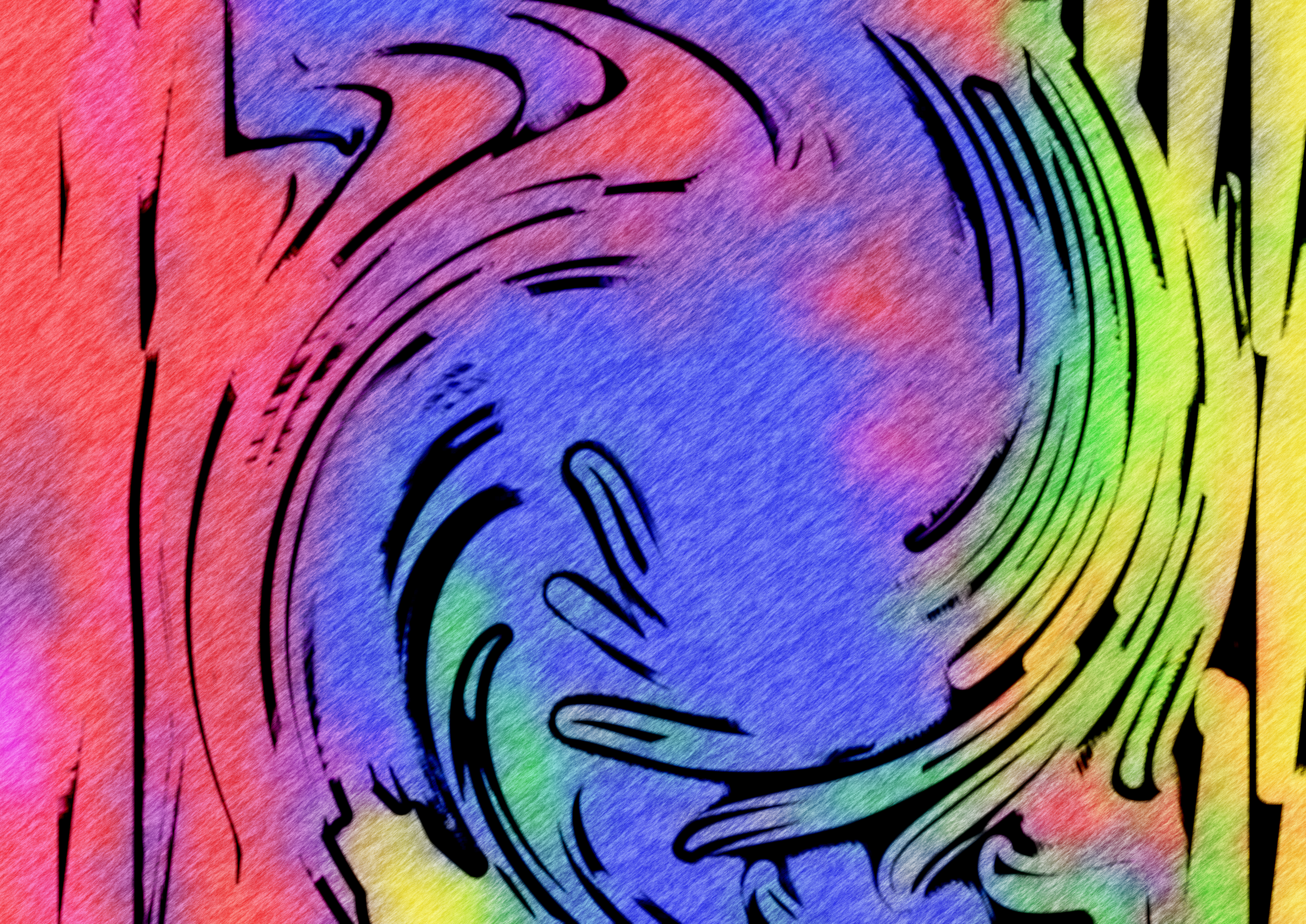 Swirling Colors and Black Lines