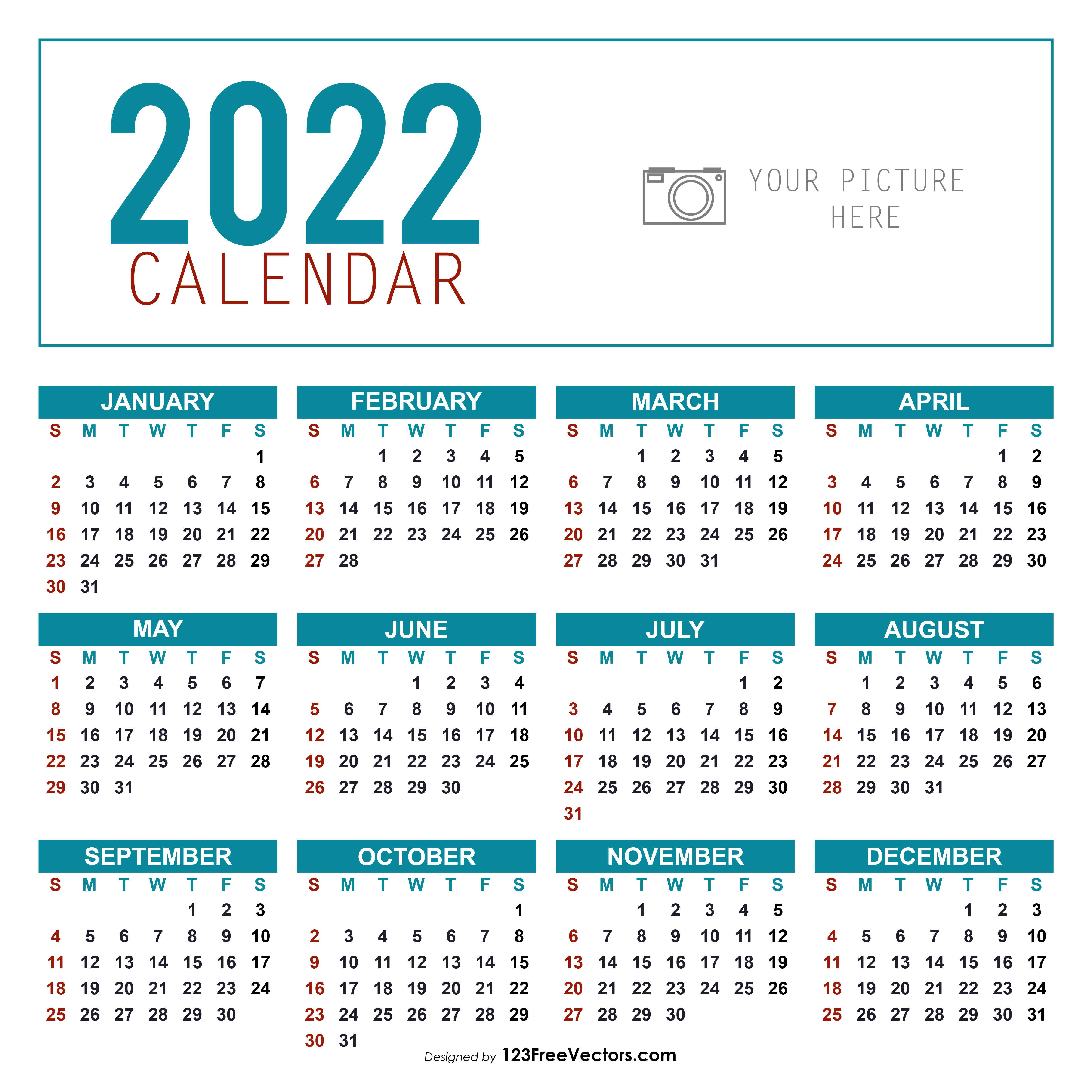 Free Yearly Calendar Template 2022