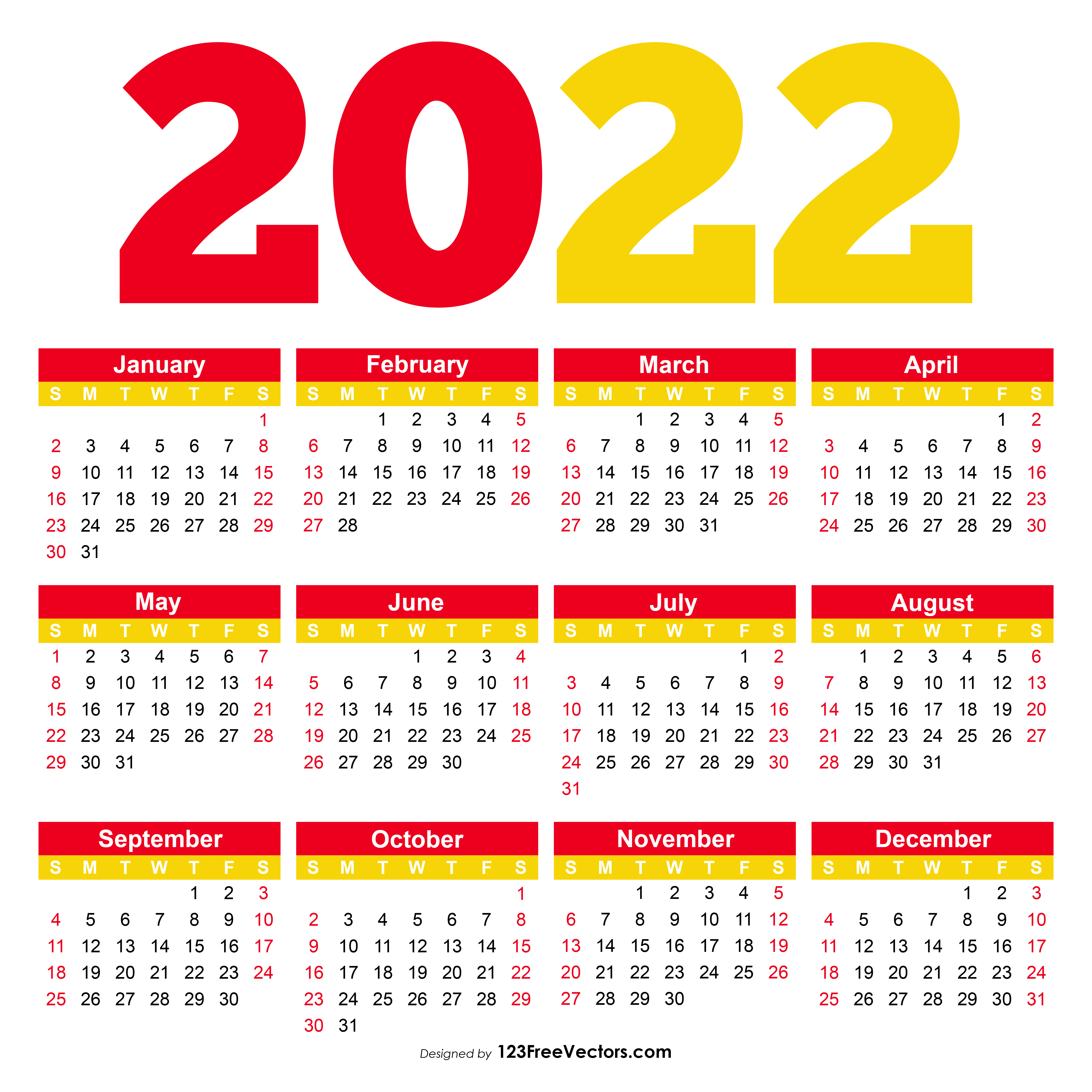 Colorful Calendar 2022 Free Printable Calendar 2022 Pdf