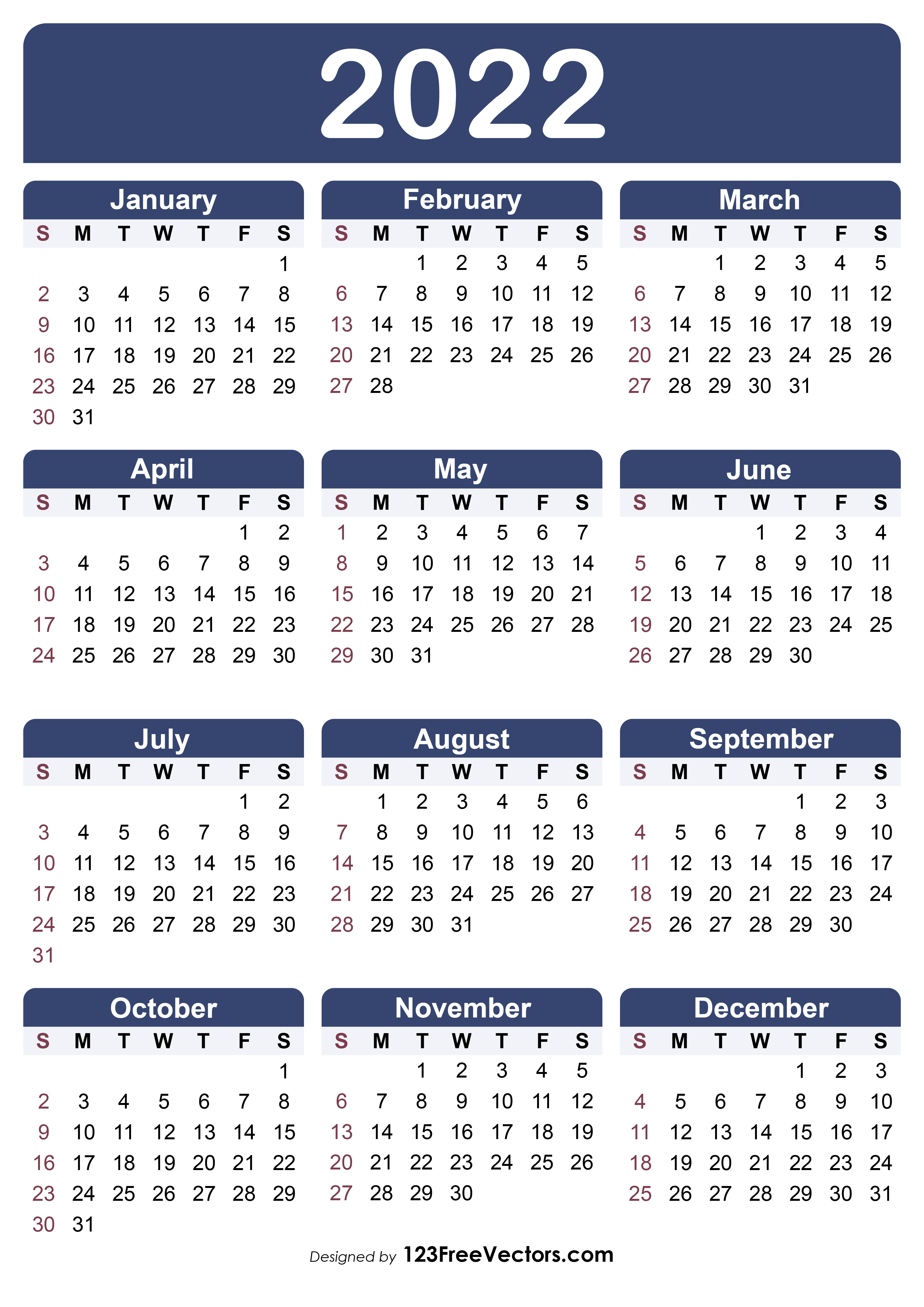 Free Printable Pocket Calendar 2022 Free Free Printable Calendar 2022