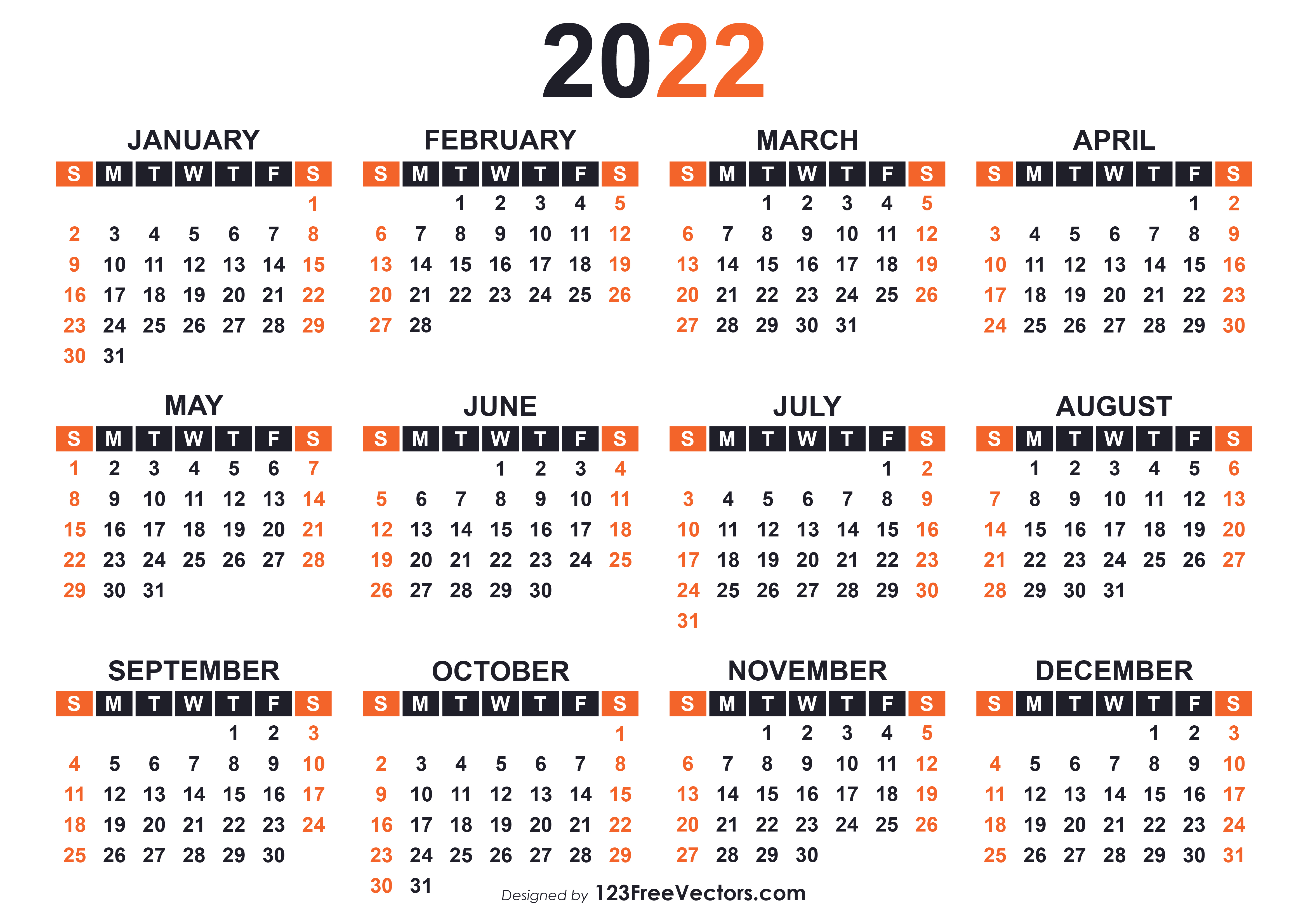 Free Calendar Templates 2022 Free 2022 Free Printable Calendar Templates