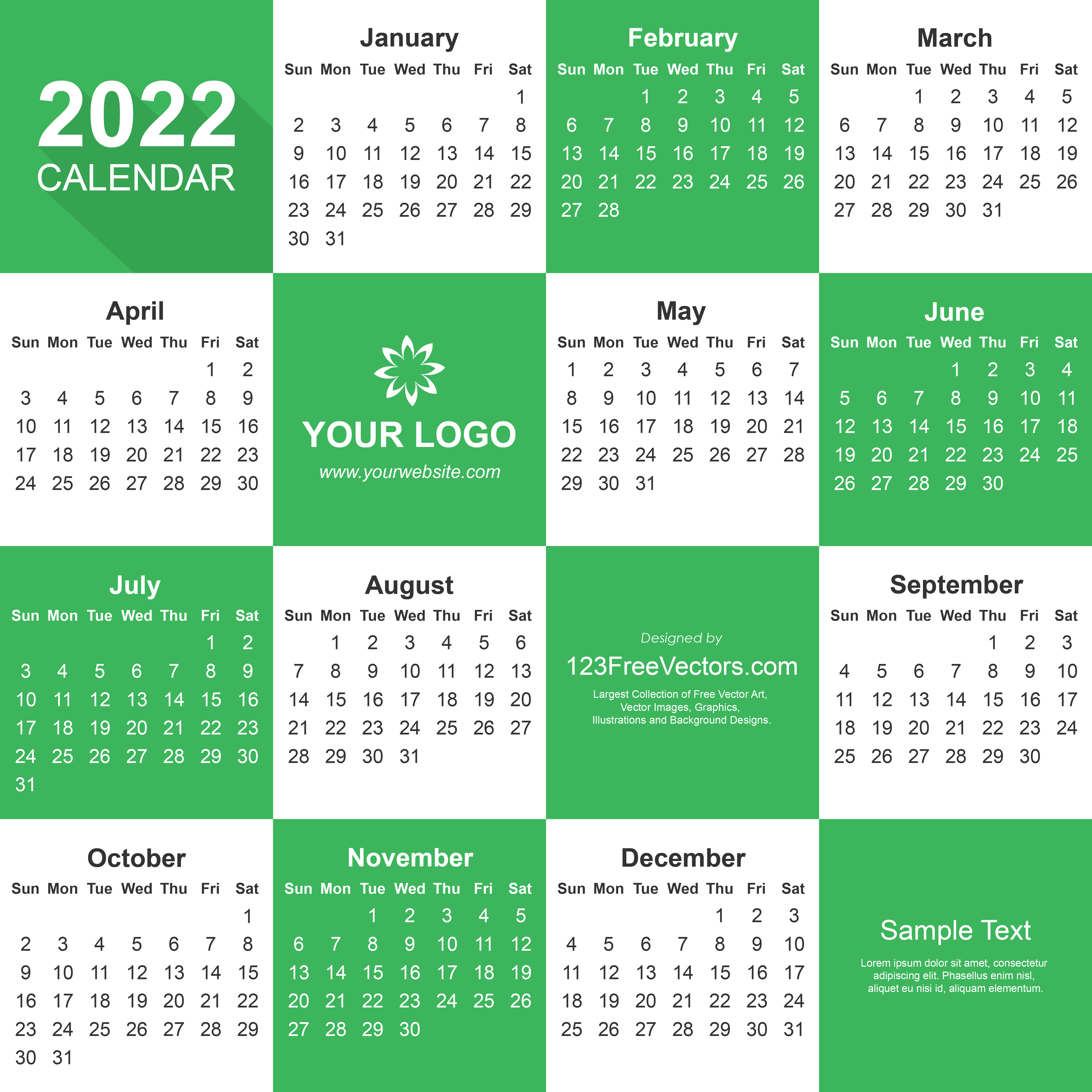 2022 Calendar Adobe Illustrator