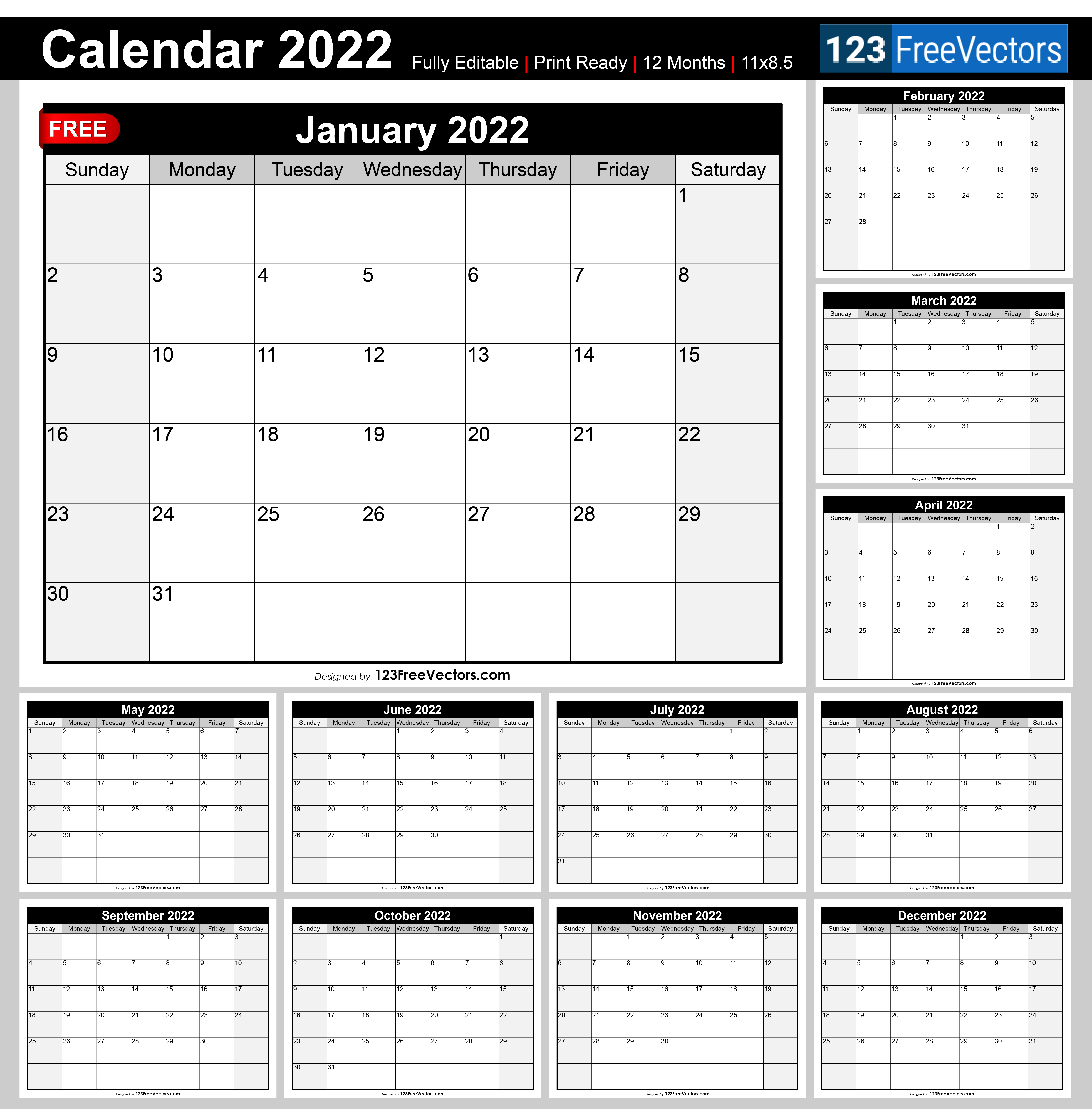 Blank Calendar 2022