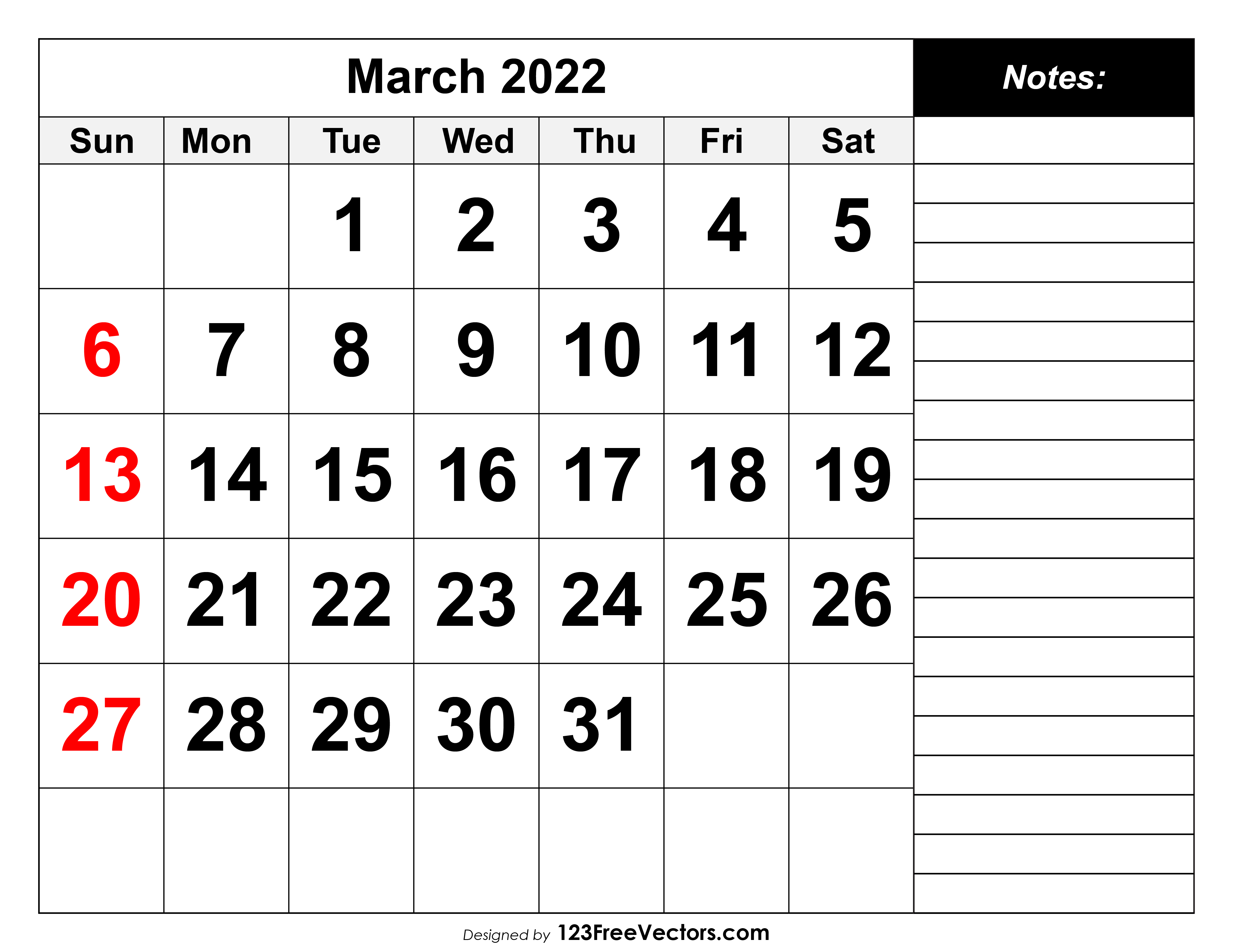 March 2022 Blank Calendar Free March 2022 Printable Calendar