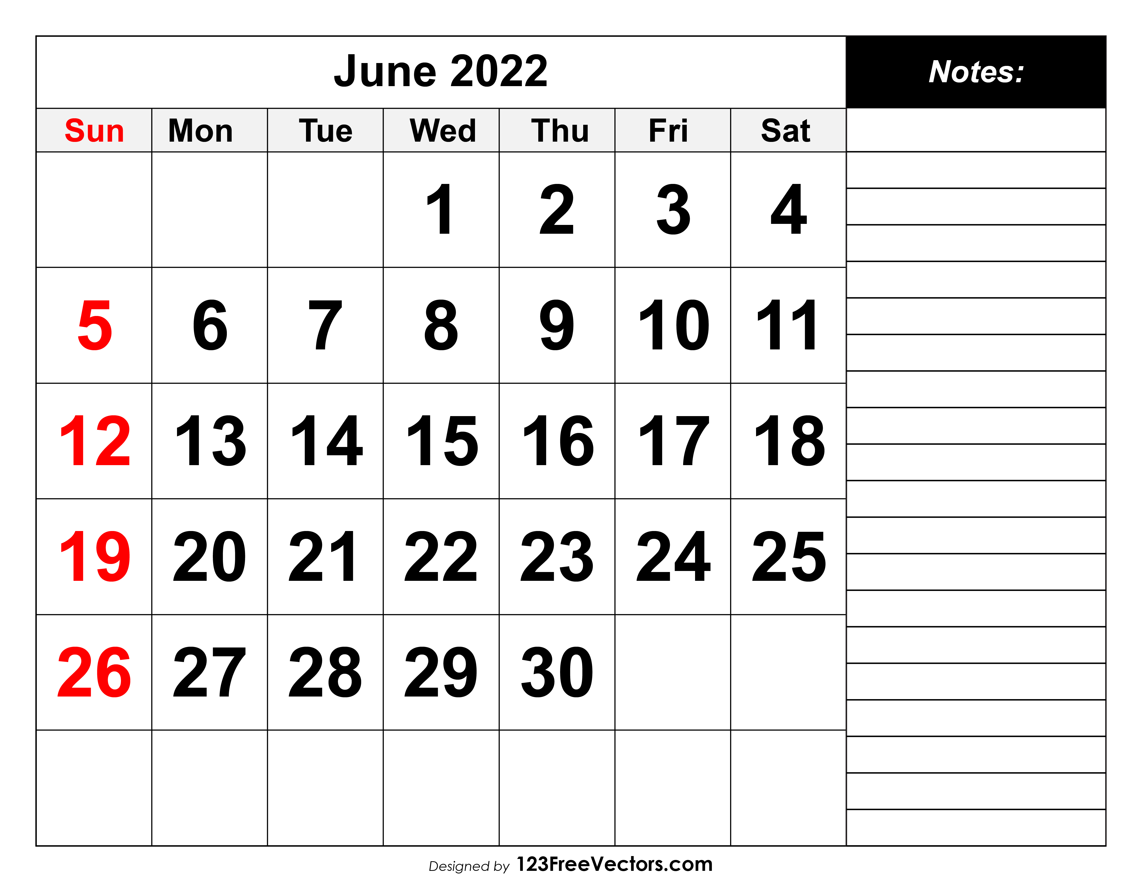 calendar for june of 2022