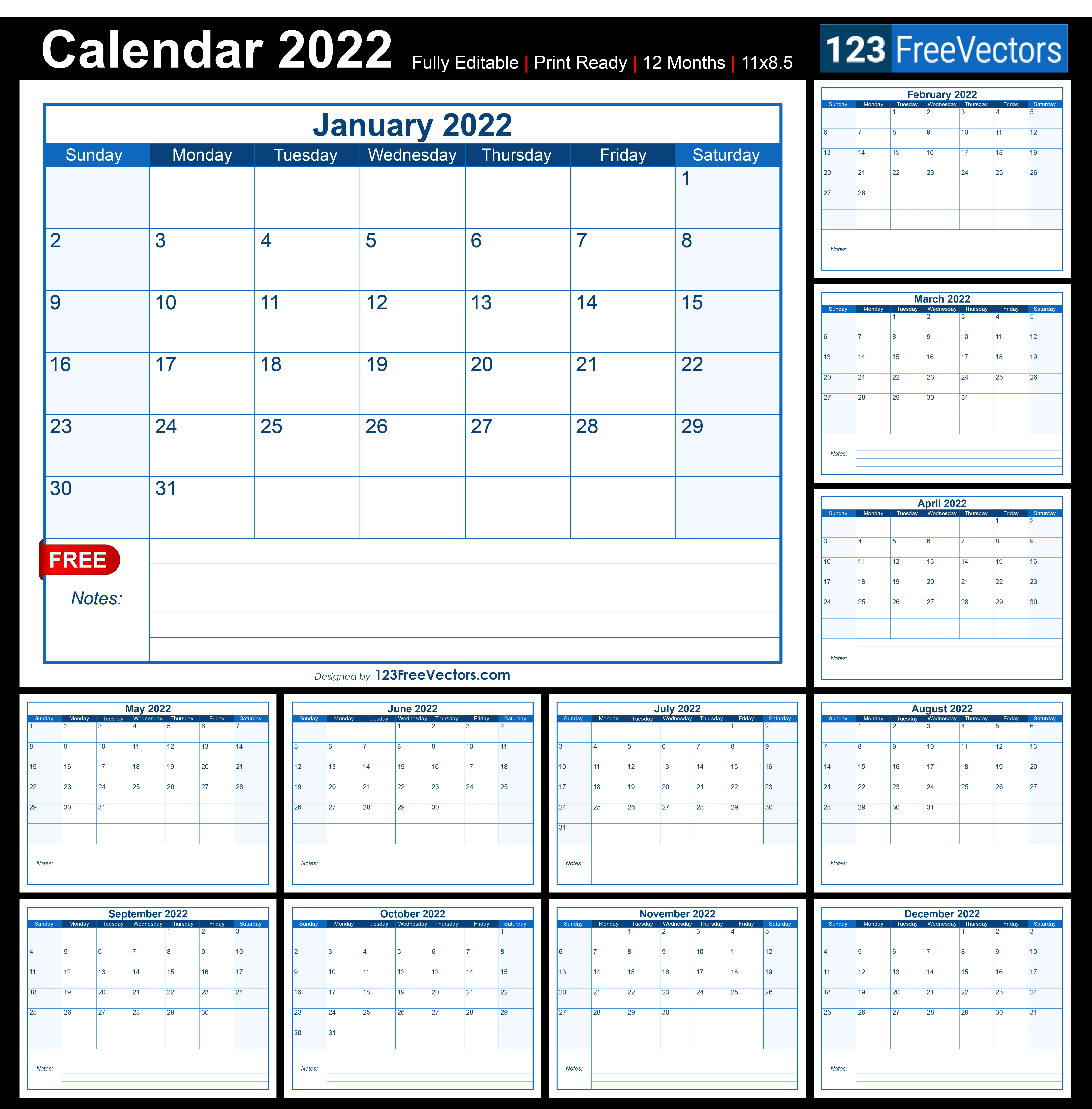 Blank Printable Calendar 2022