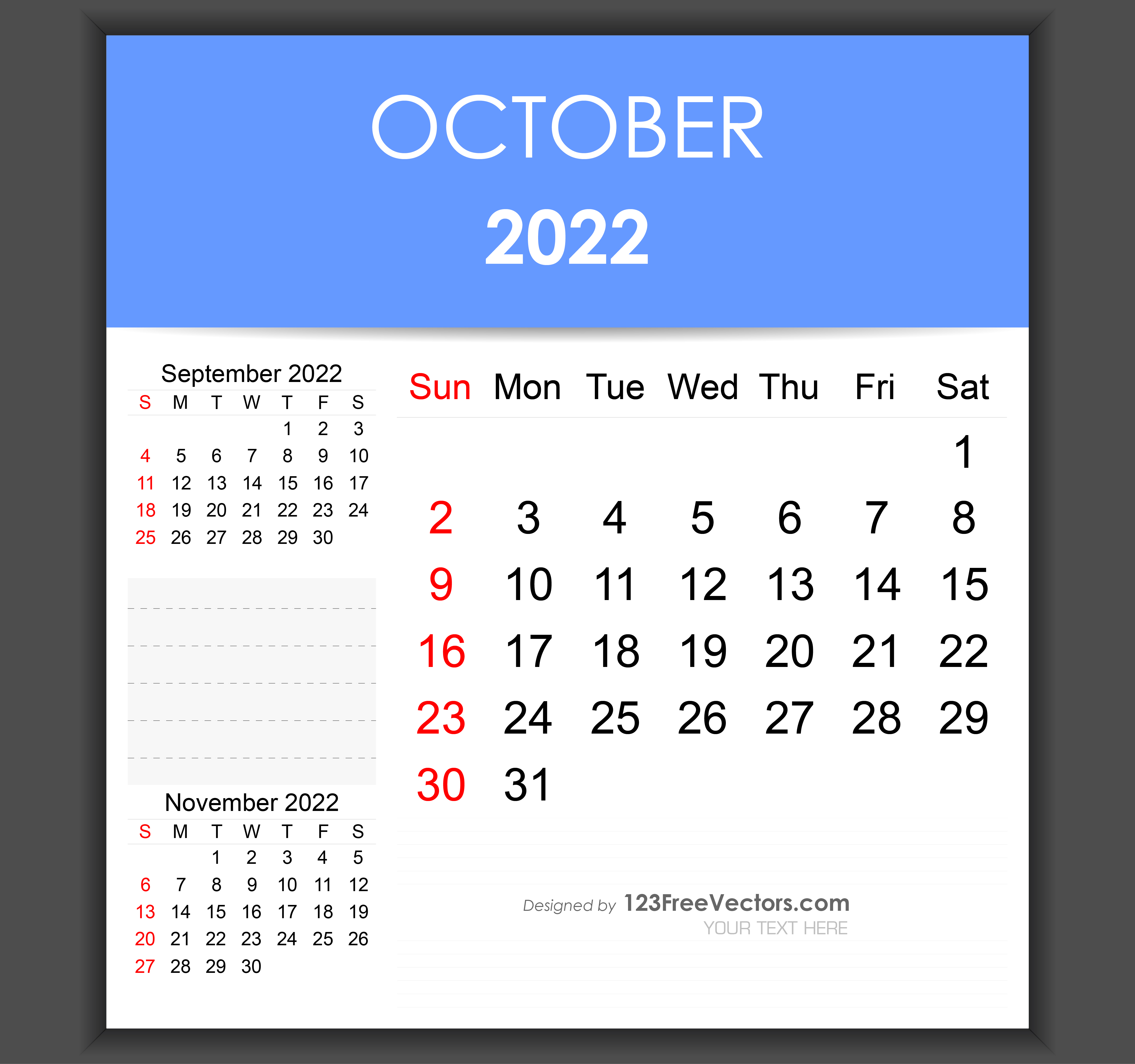 Free Editable October 2022 Calendar Template
