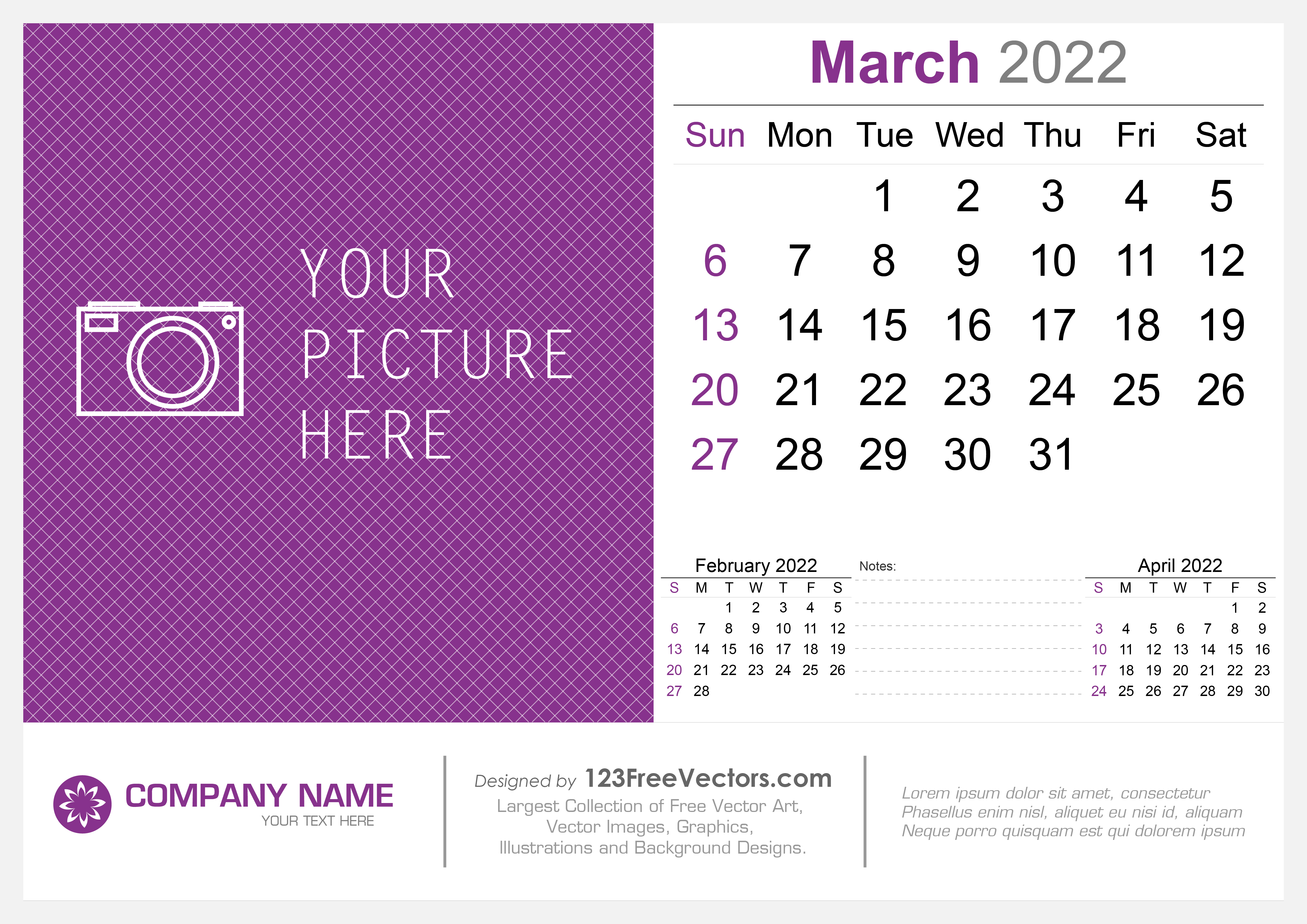 March 2022 Desk Calendar