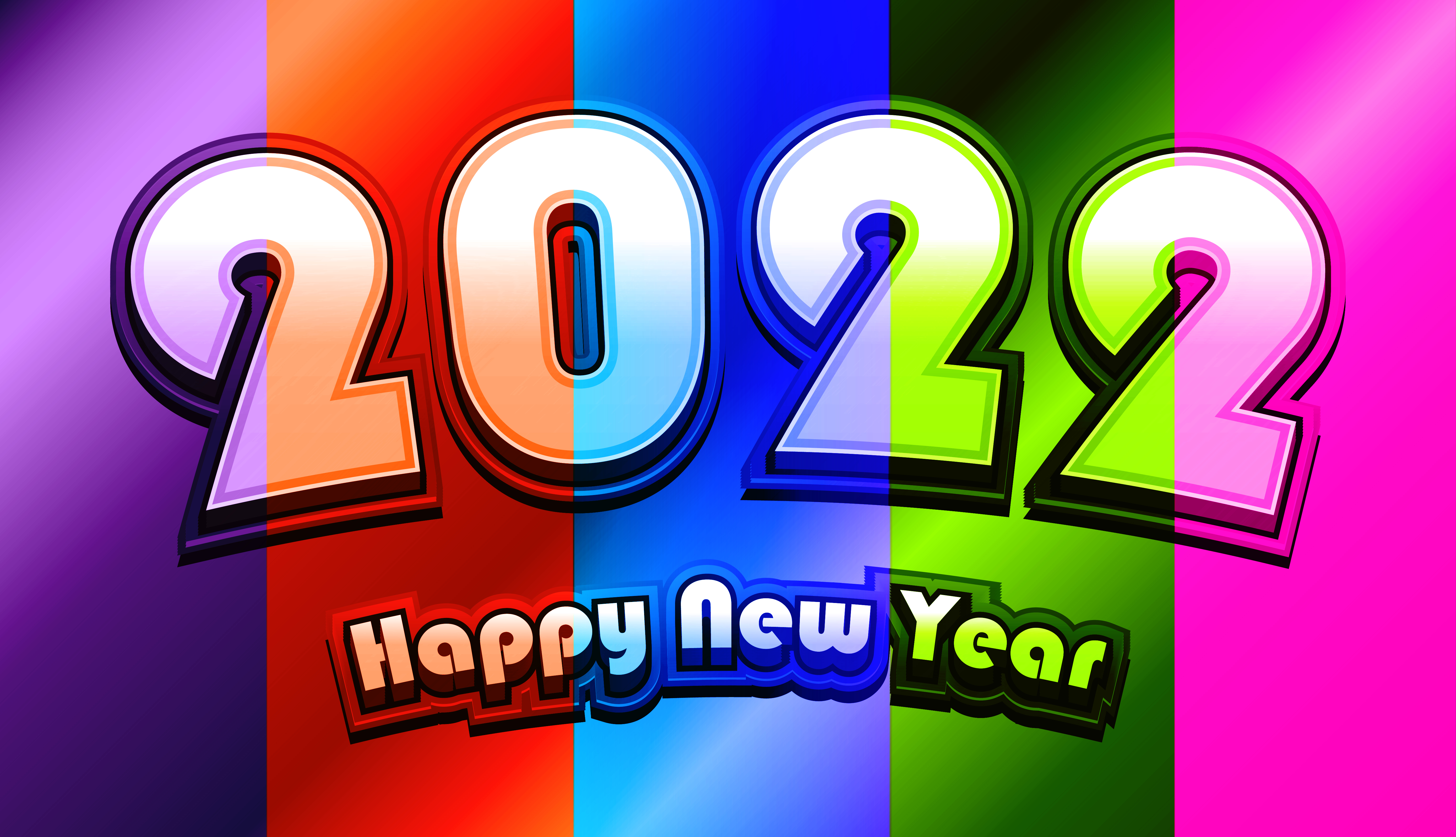 Free Colorful New Year Background 2022 Vector