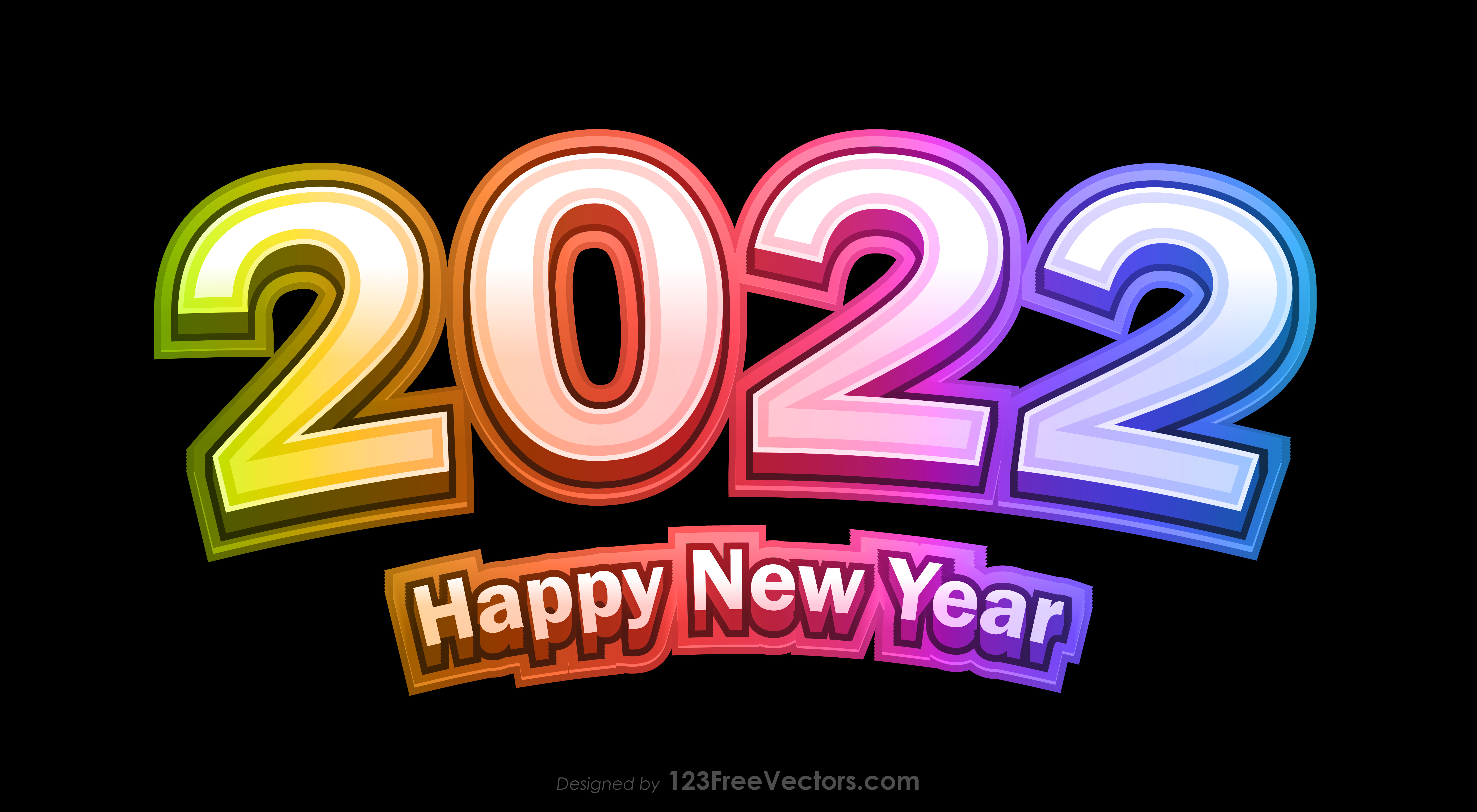 Free Happy New Year 2022 Colorful Background Vector Graphic