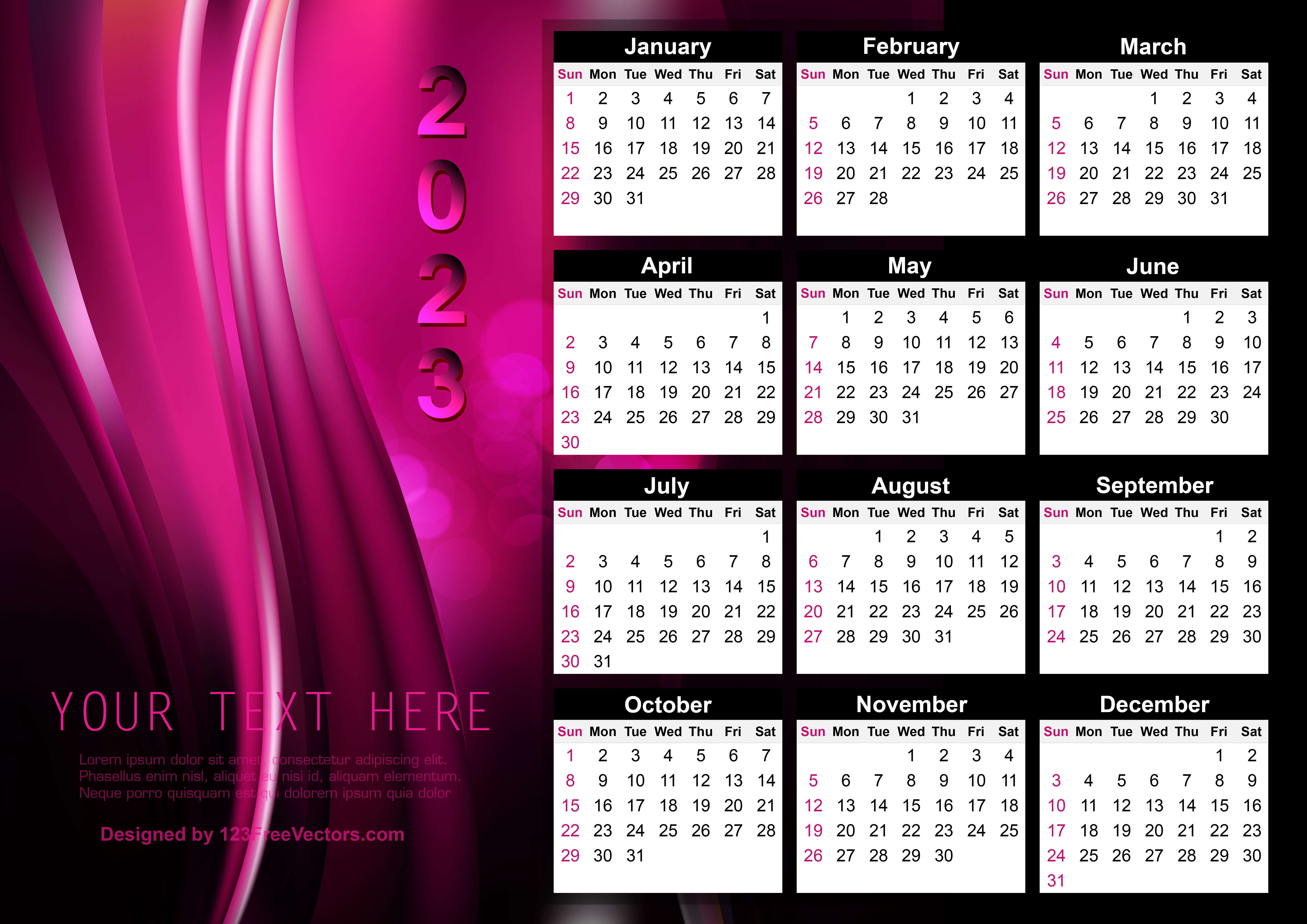 Calendar 2023 Template Design