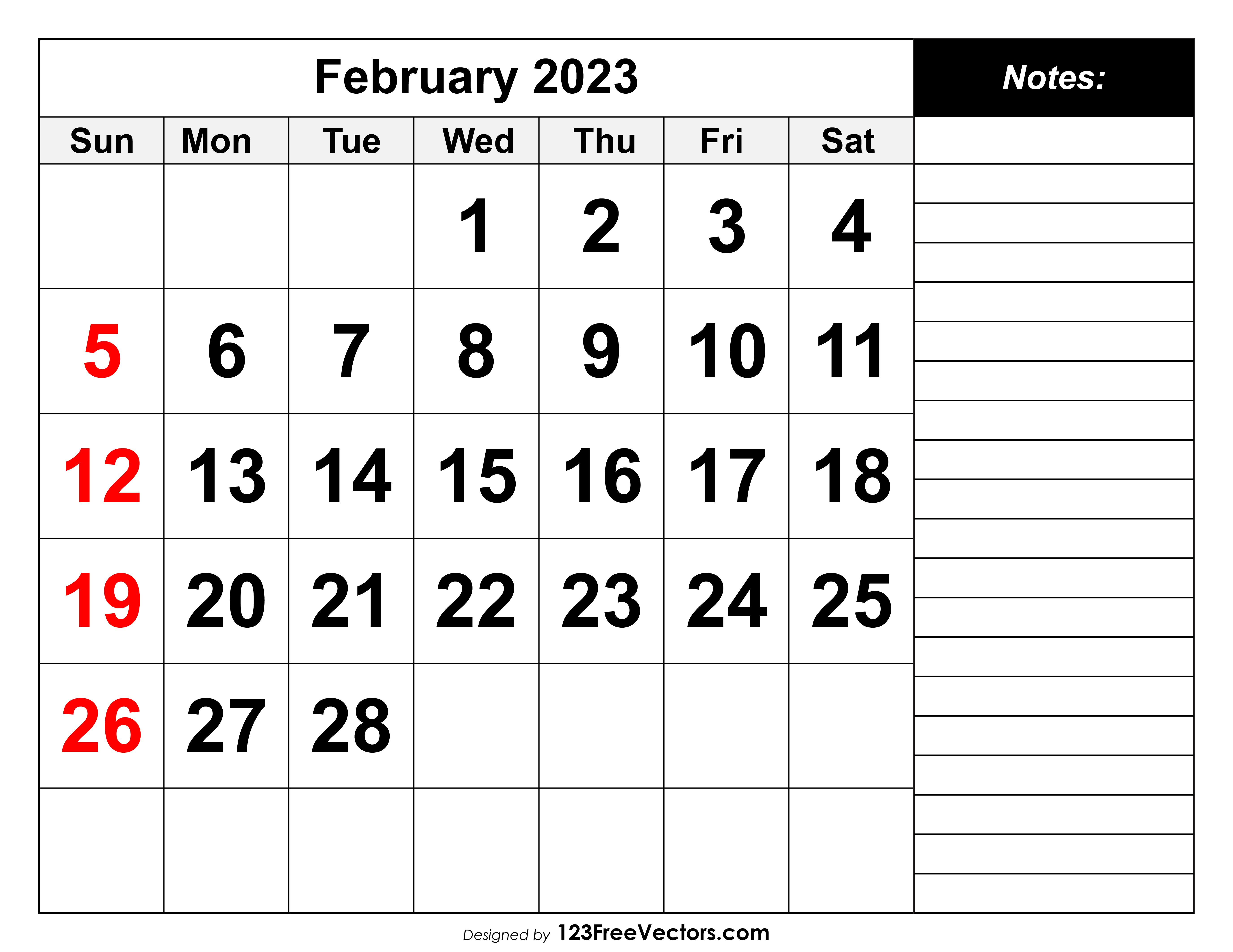 Free Calendar February 2023