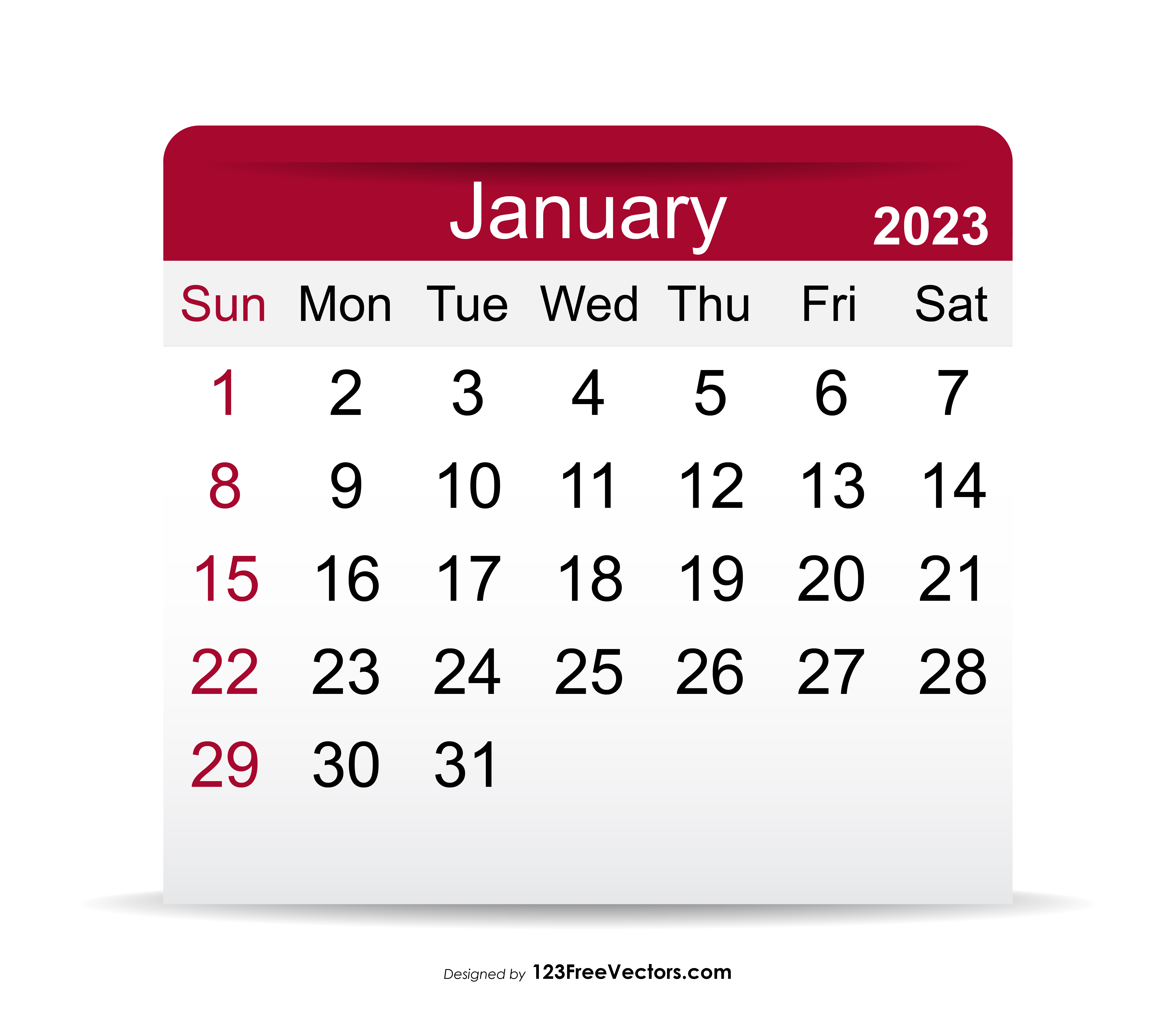 Free 2023 January Calendar