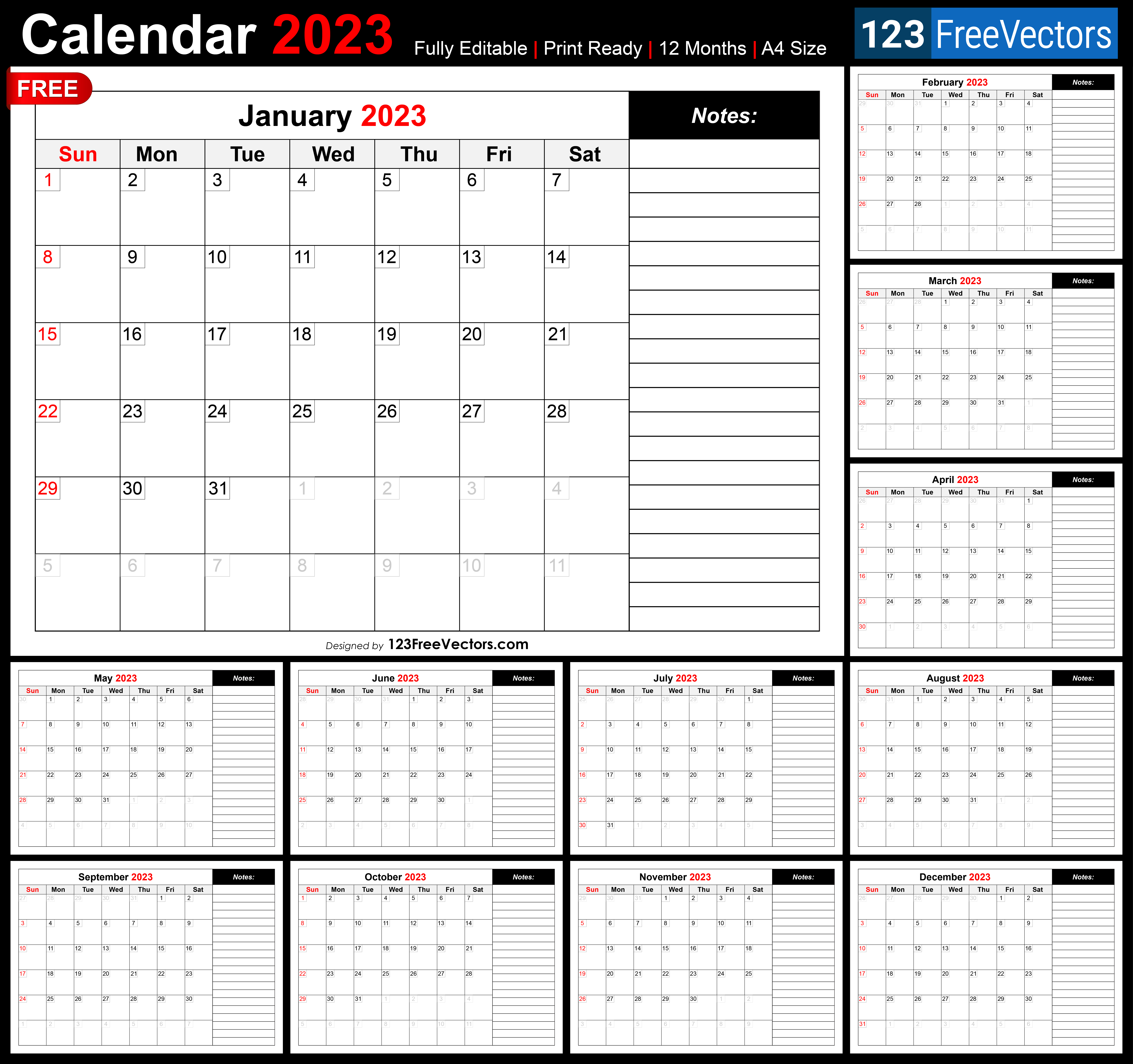 2023 Monthly Calendar