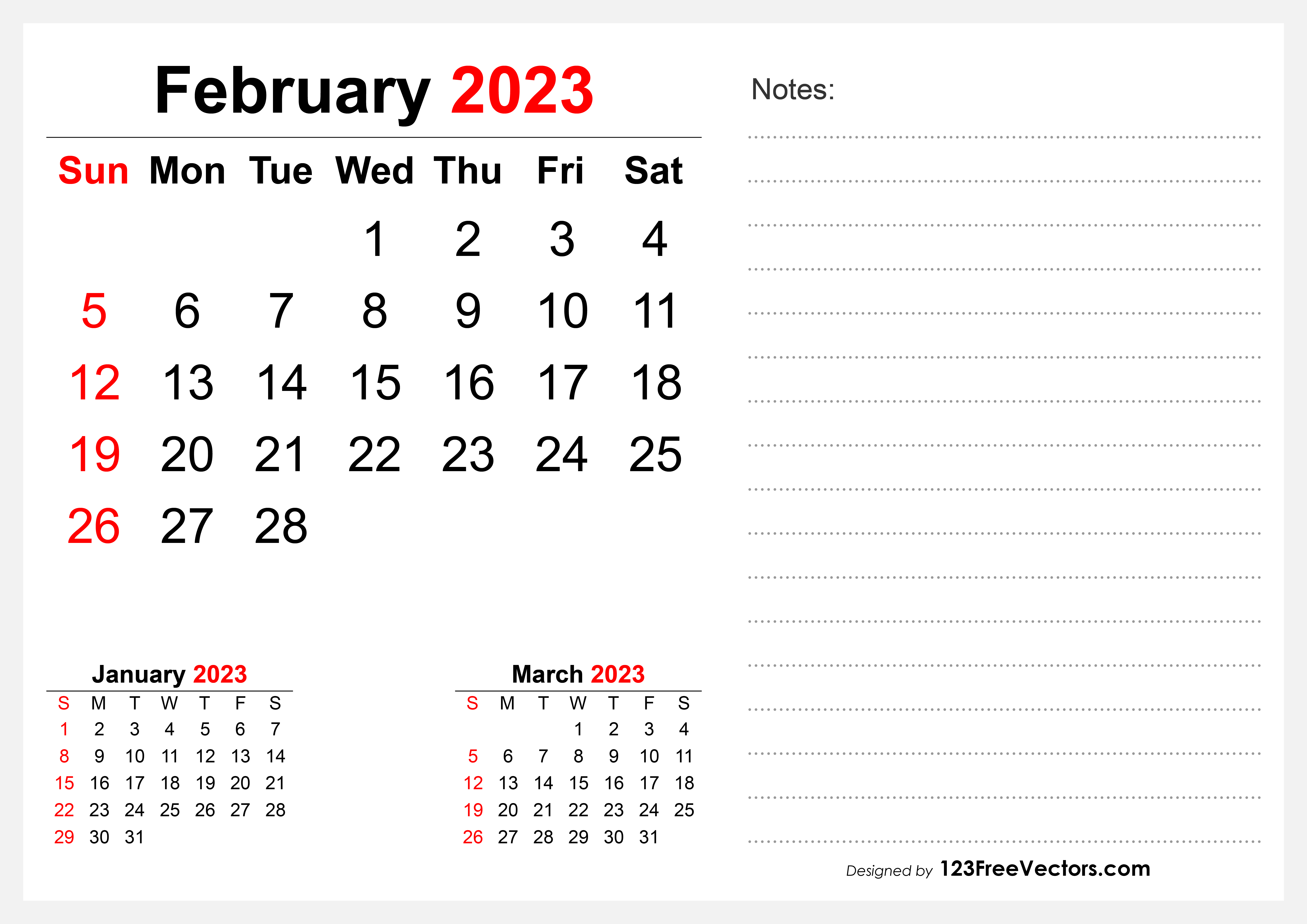 February 2023 Desk Calendar