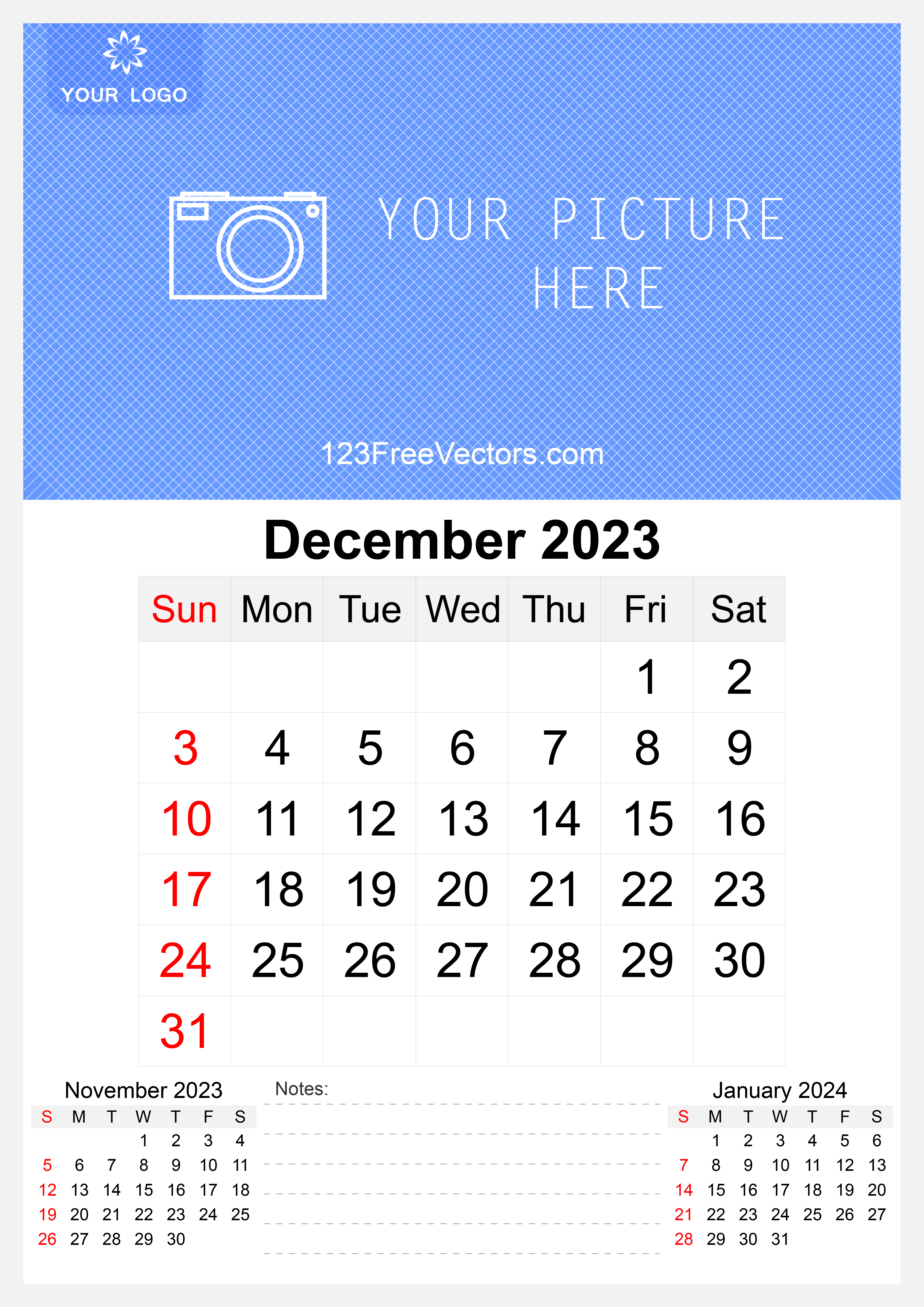 Wall Calendar December 2023