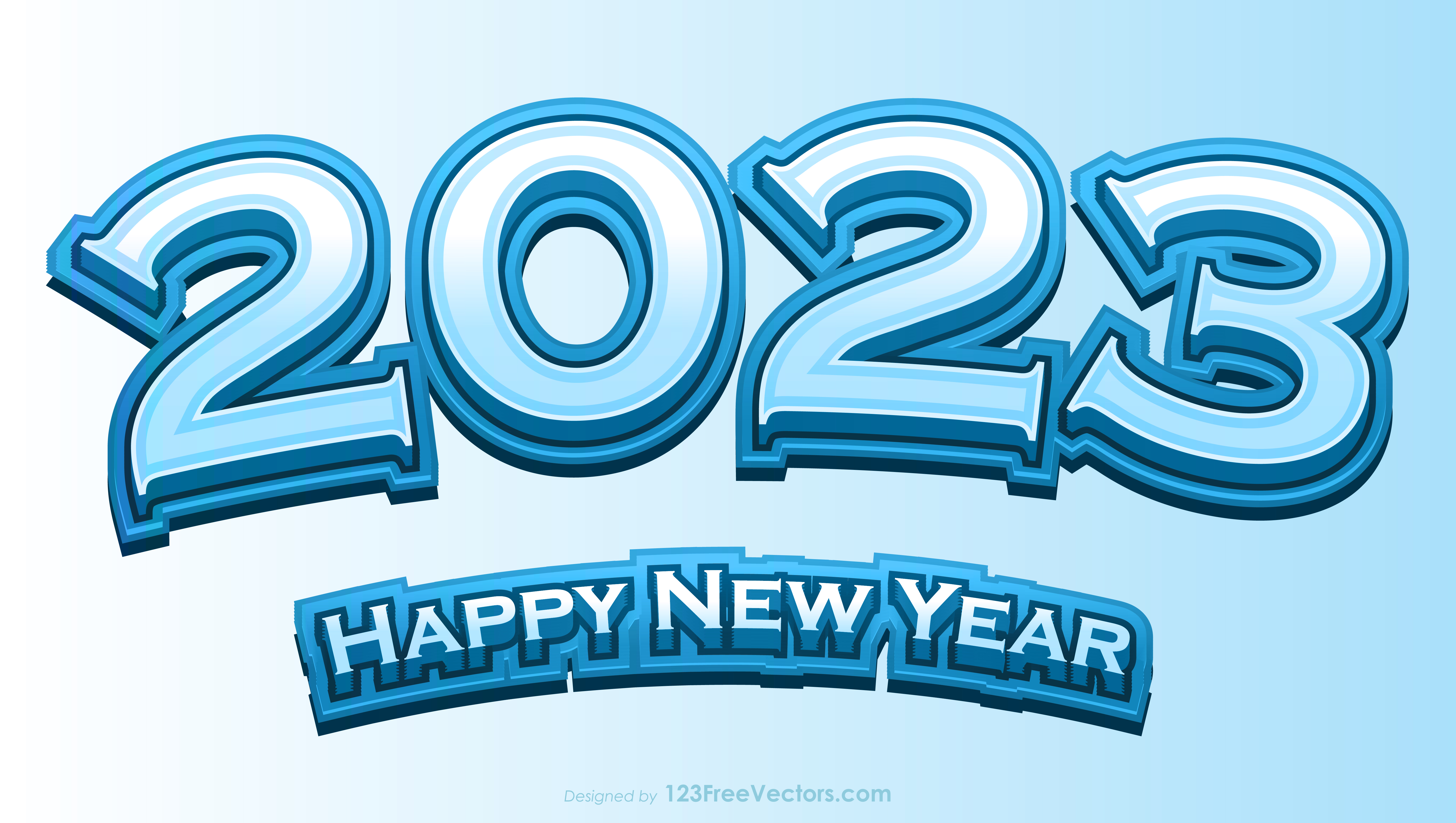 Free Happy New Year 2023 Blue Background