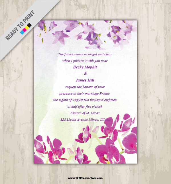 Watercolor Marriage Invitation Card Design