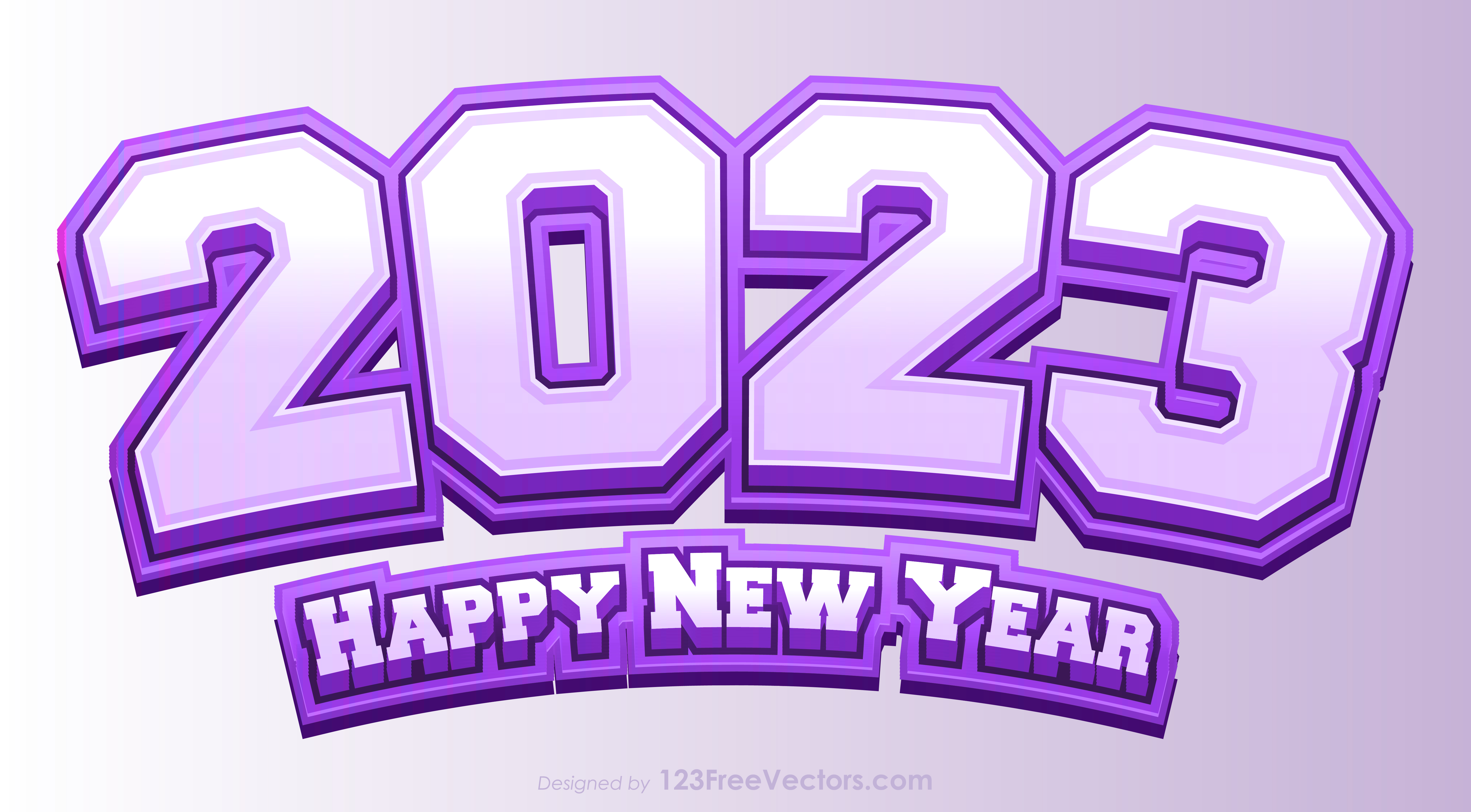 Free Happy New Year 2023 Purple Background
