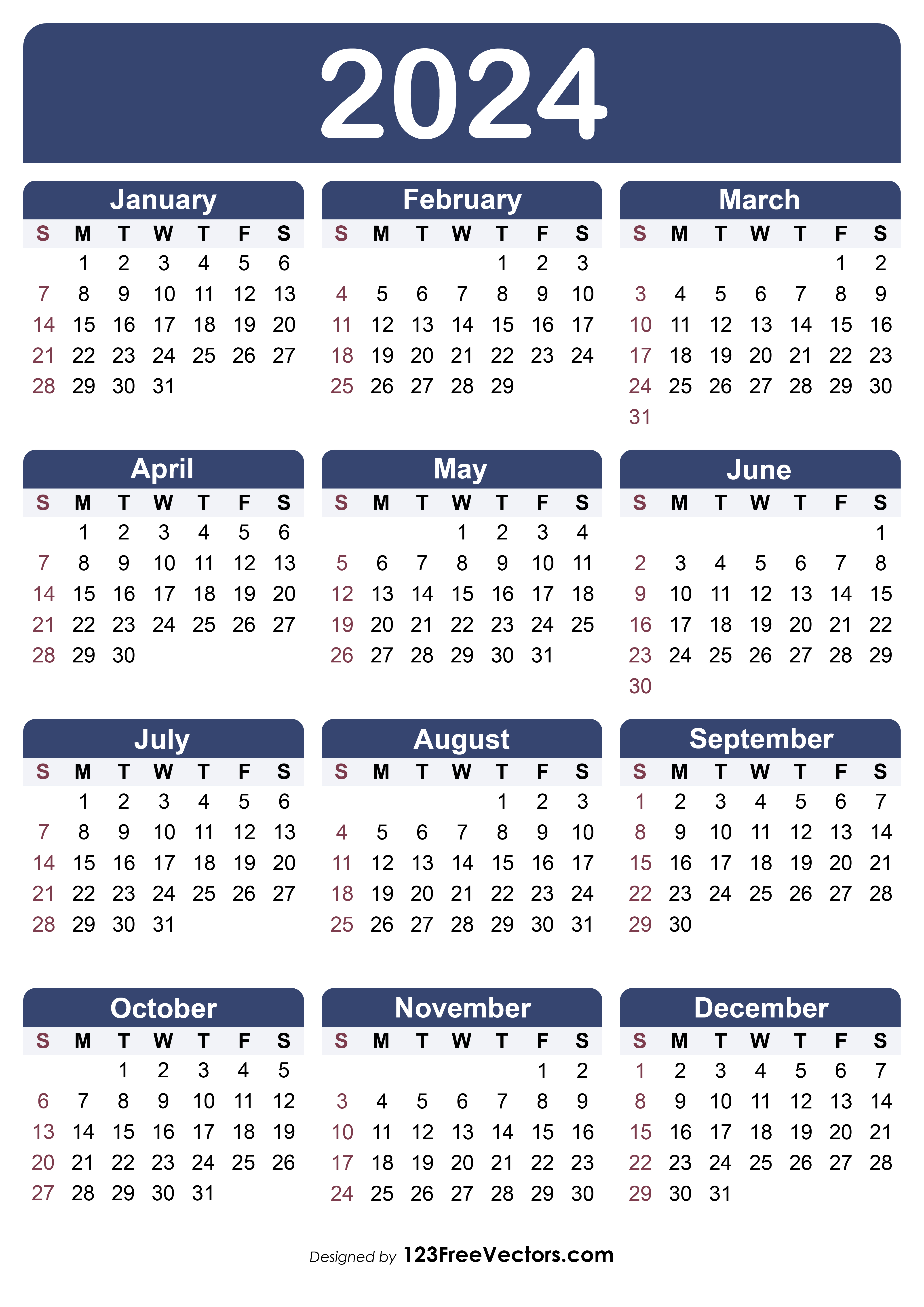 Free Calendar Template 2024