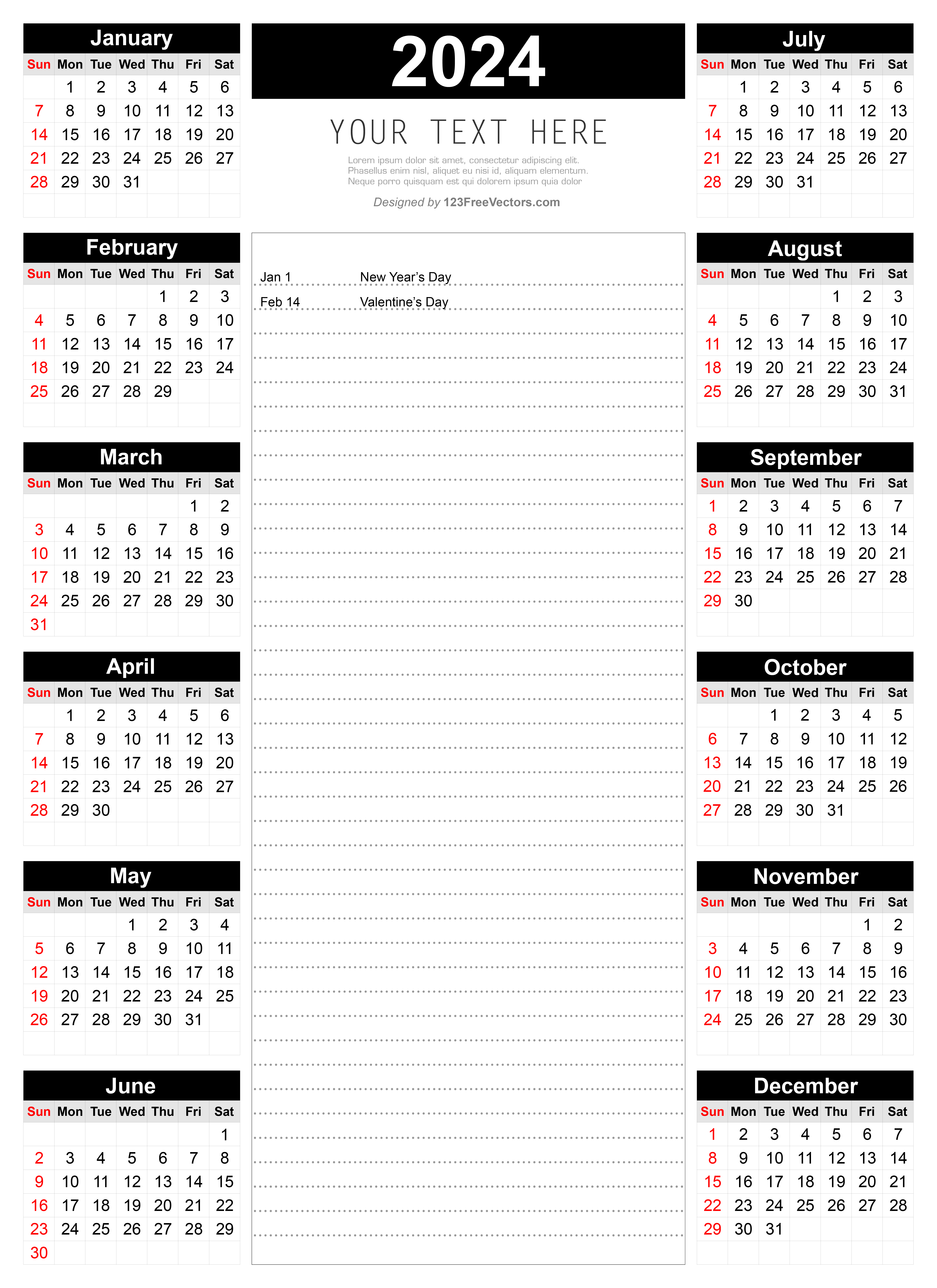 Free Printable Calendar for 2024