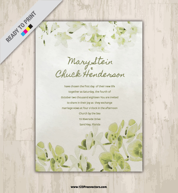 Watercolor Wedding Invitation Template