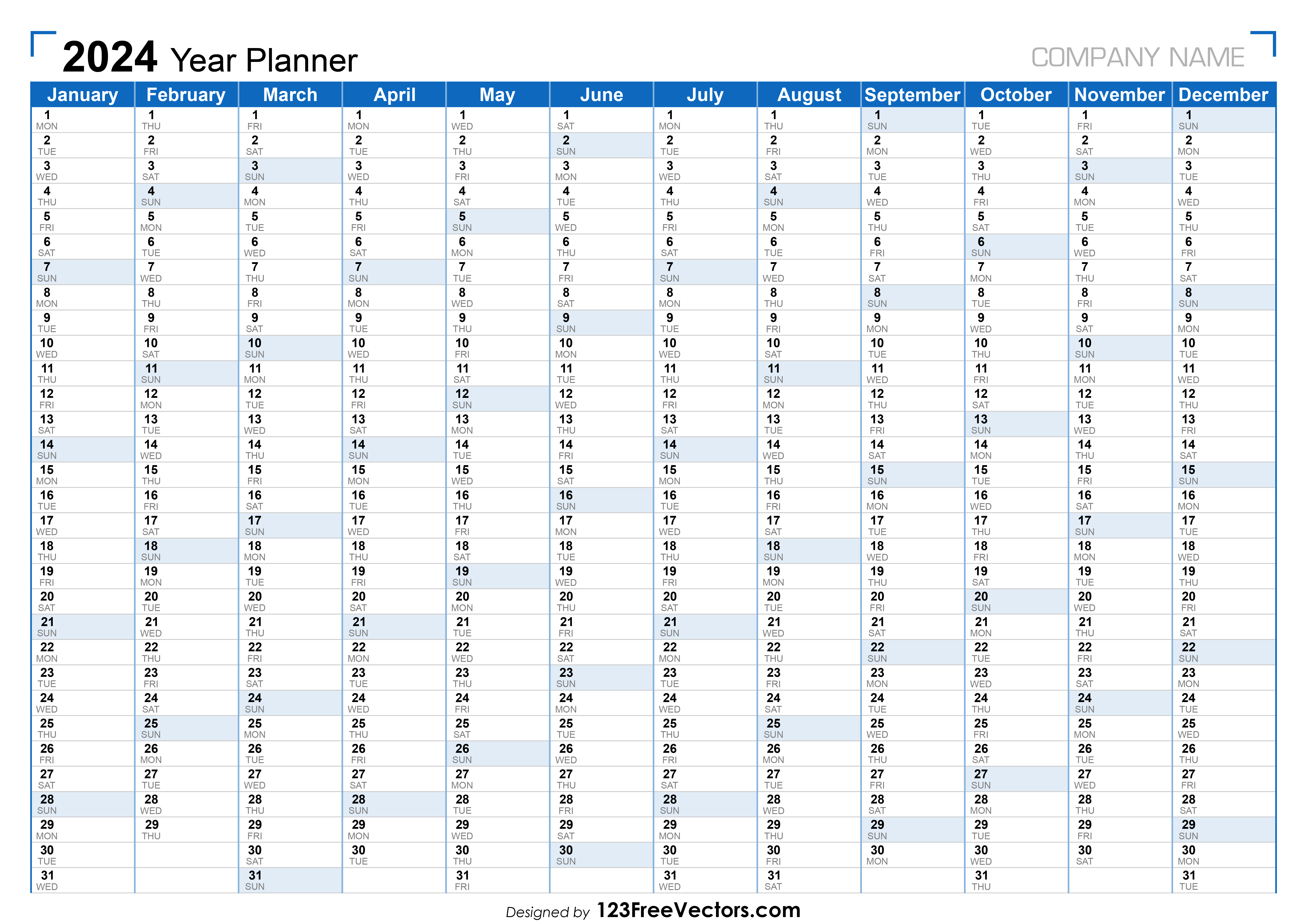 Free 2024 Planner Calendar