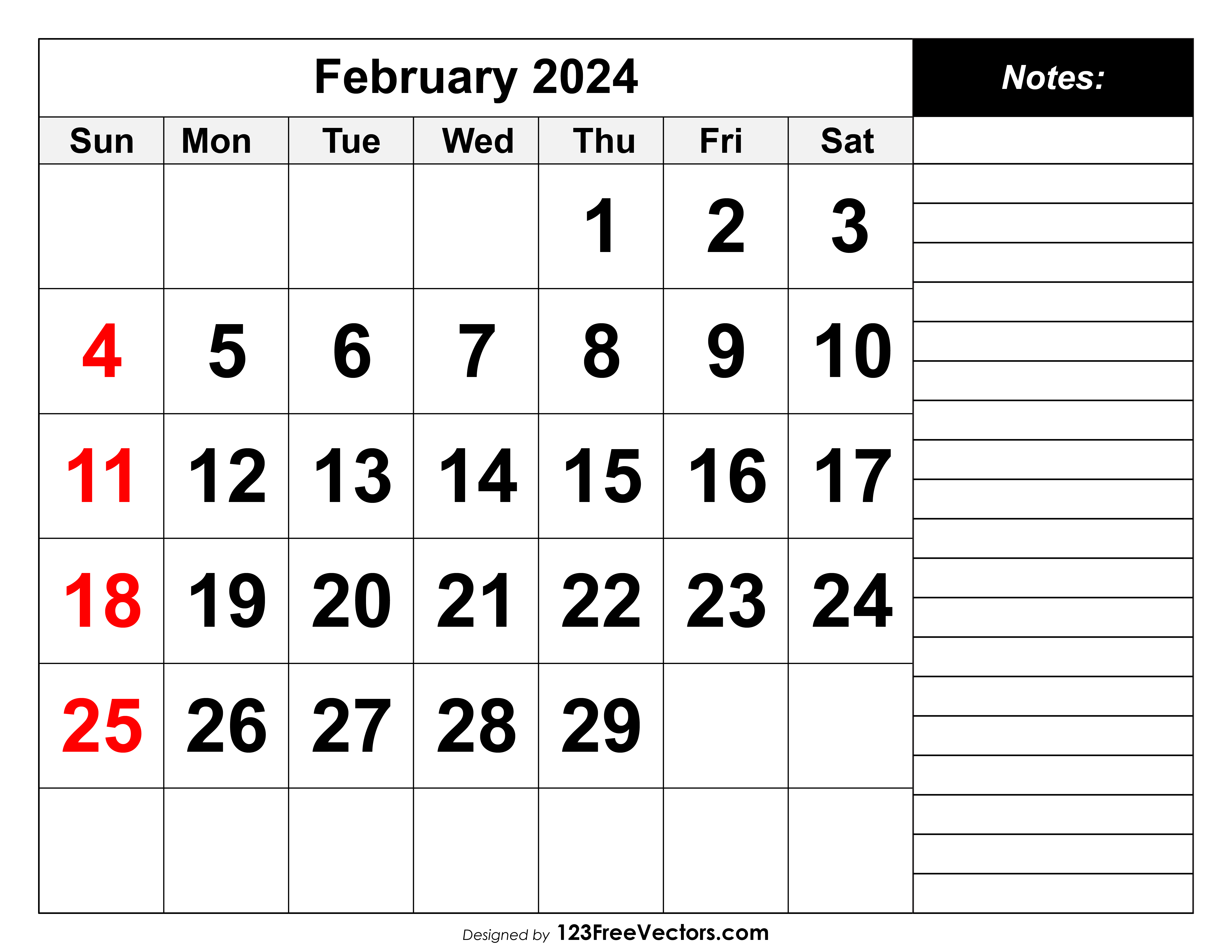 Free Calendar February 2024