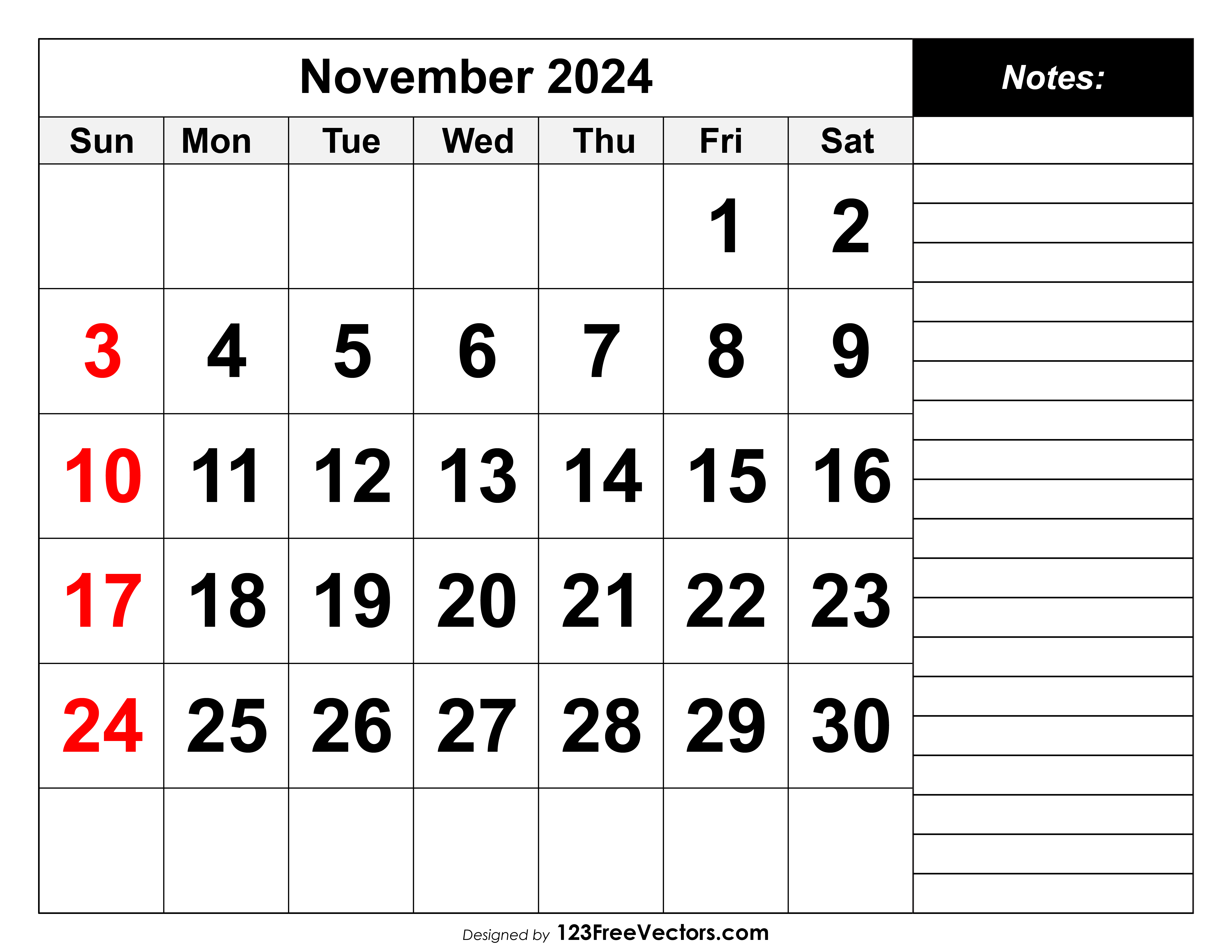 Free Calendar November 2024
