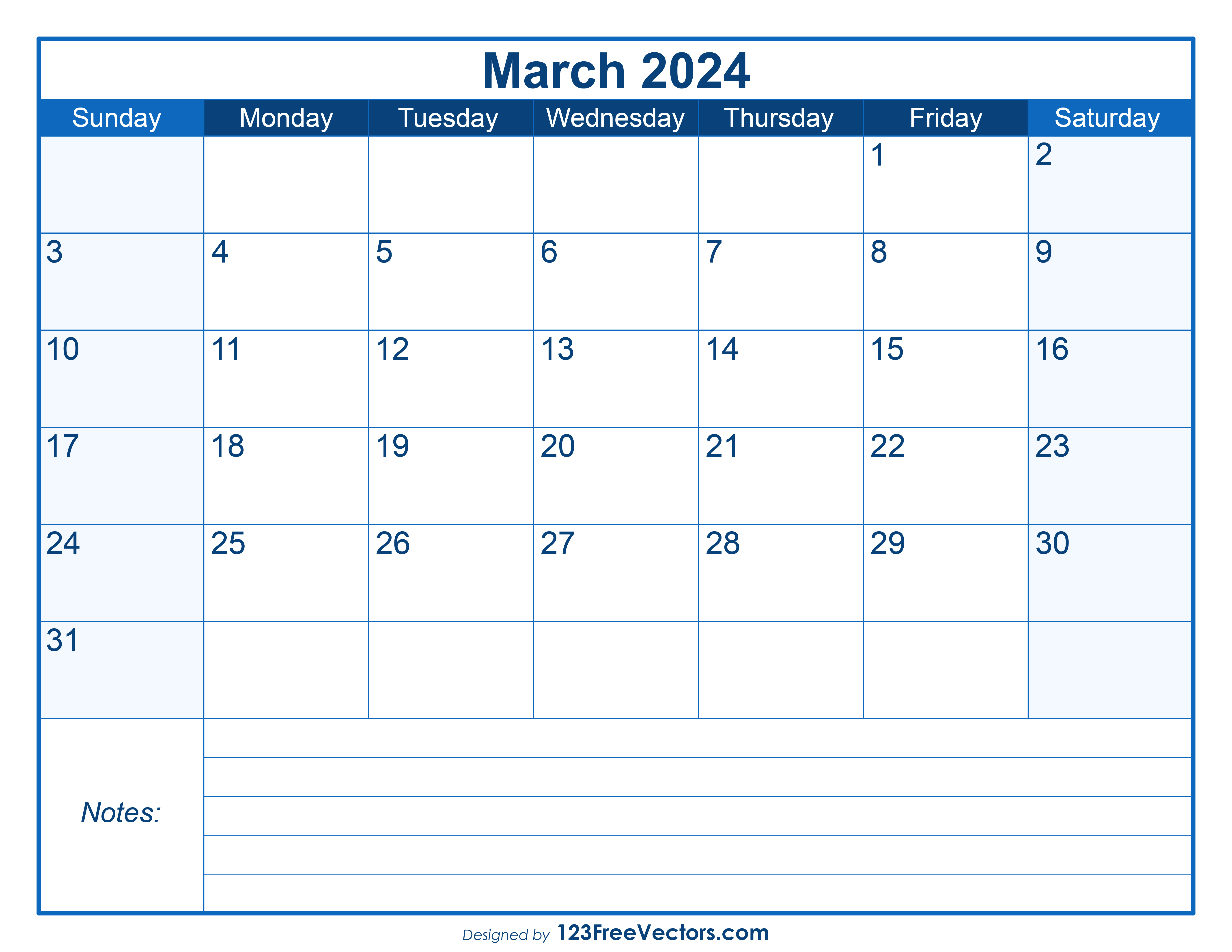 Free Free Printable March 2024 Calendar
