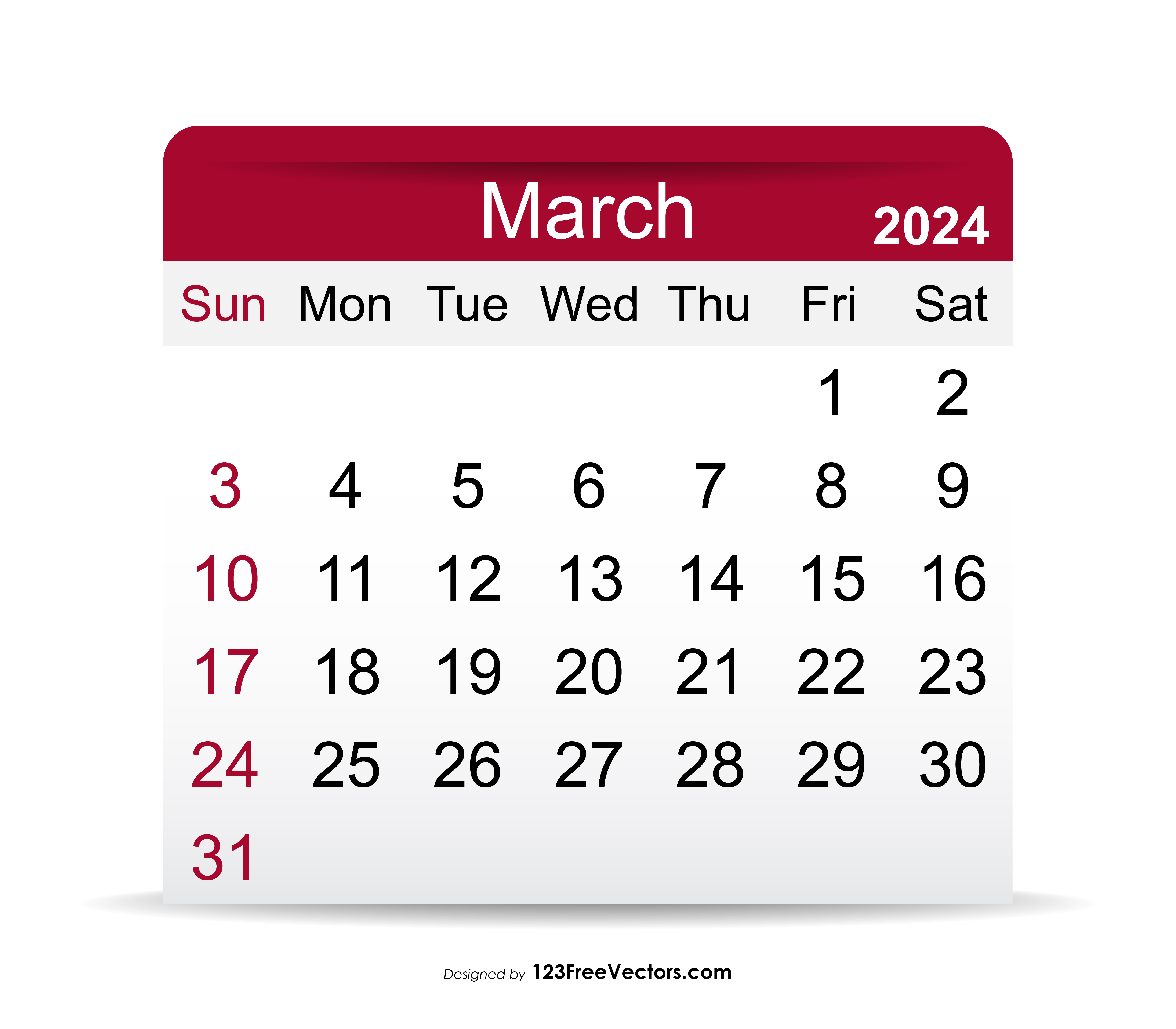 Free 2024 March Calendar