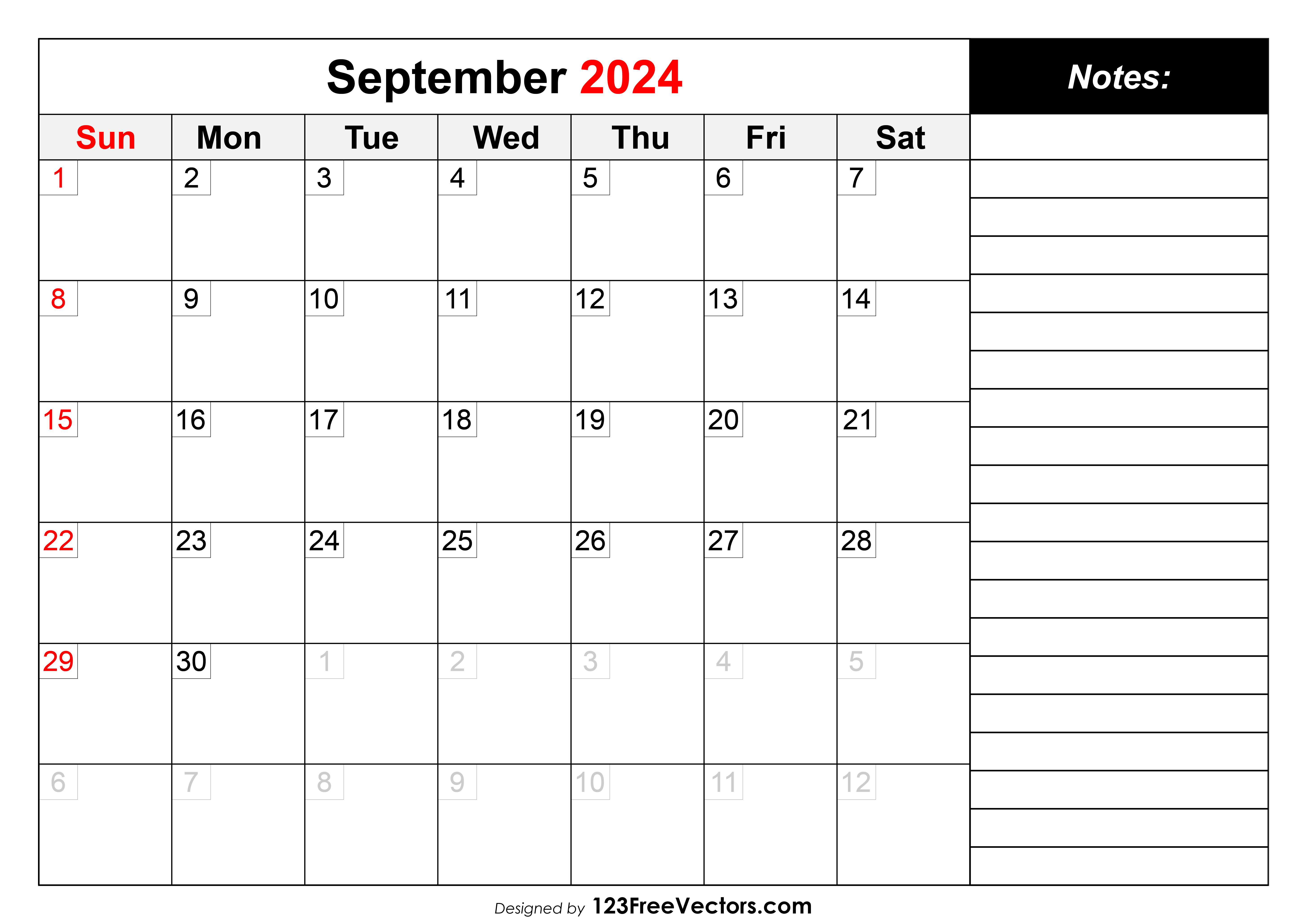 Free September 2024 Calendar