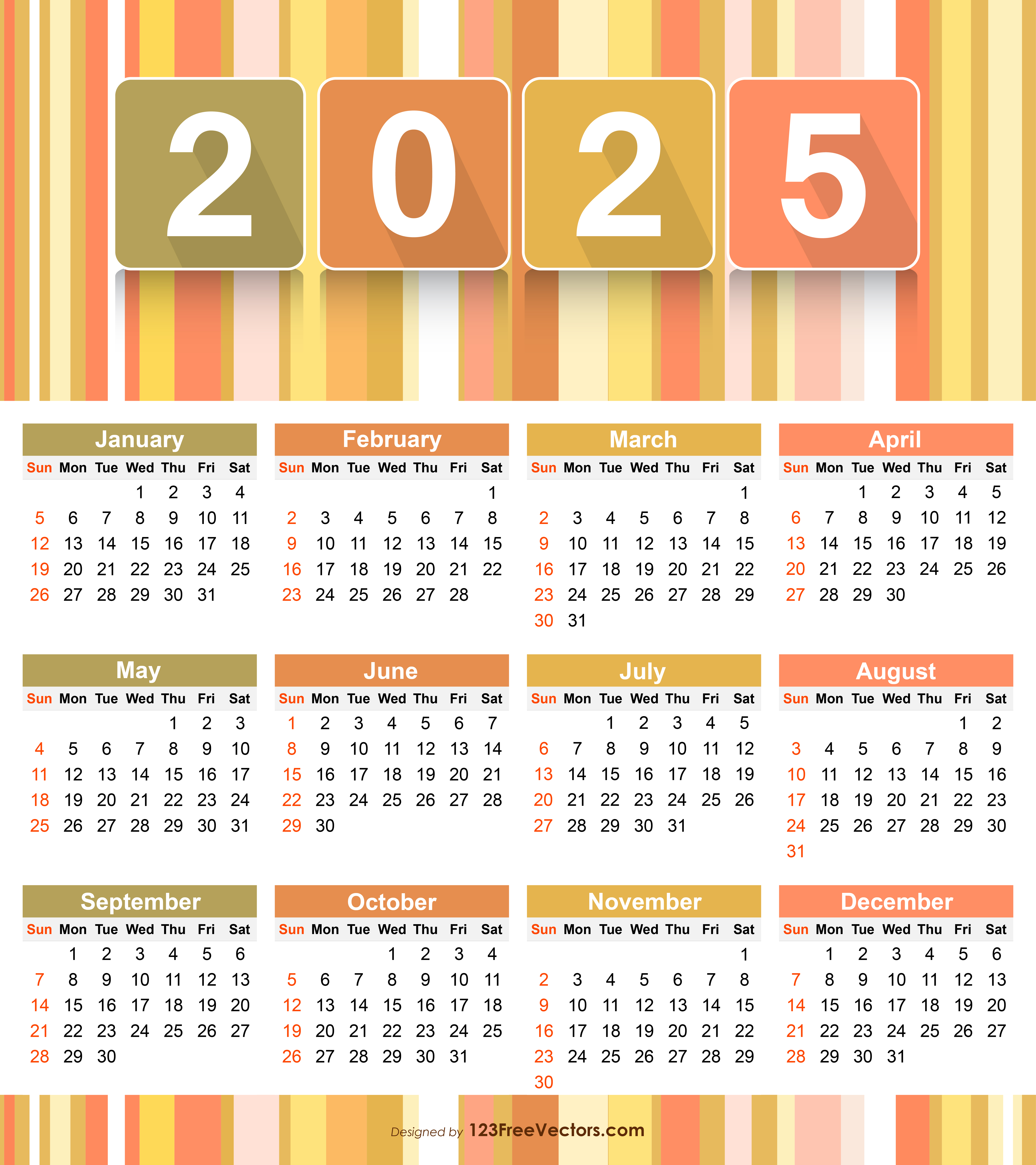 Calendar 2025 Design Templates Free Download