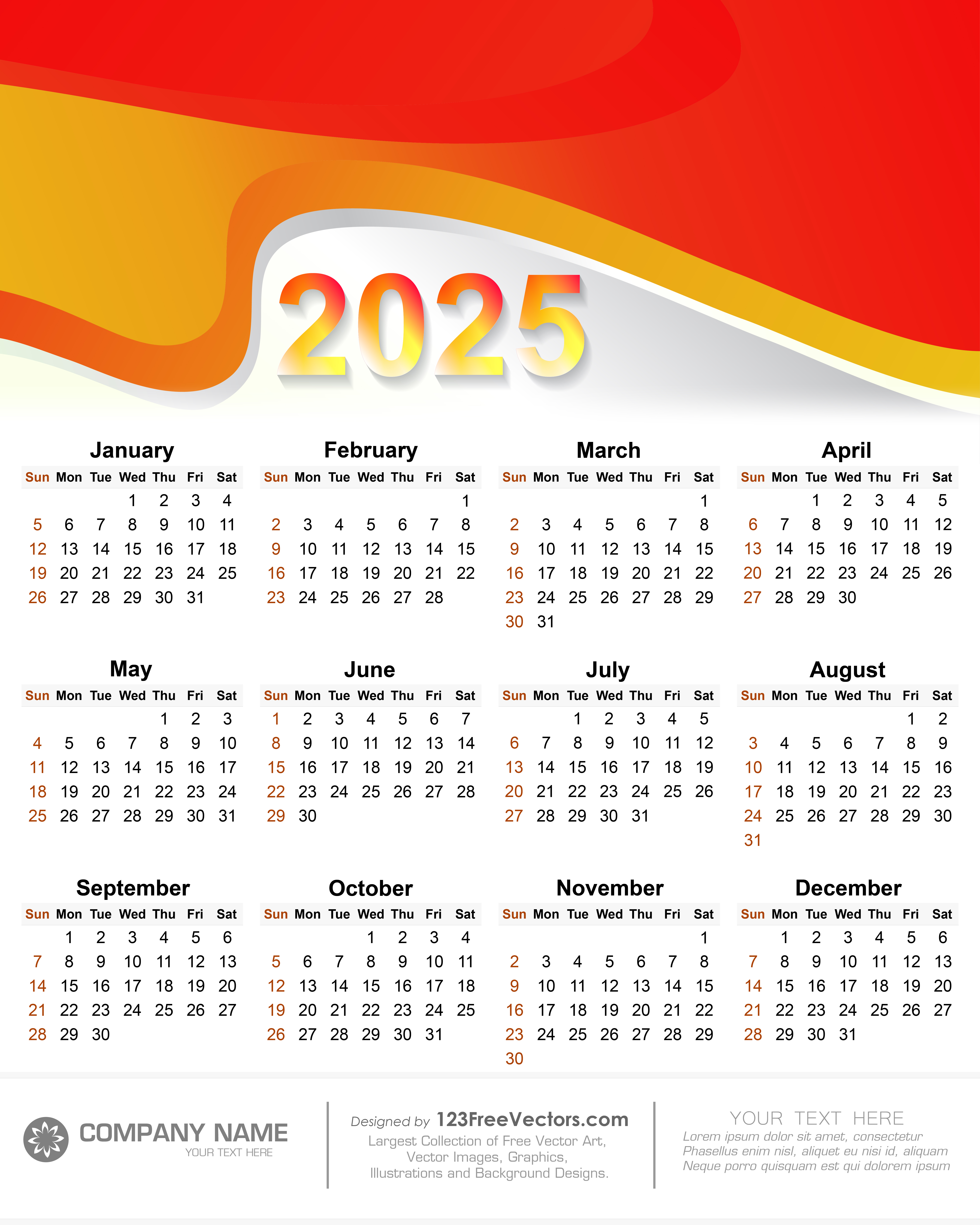 Year 2025 Calendar