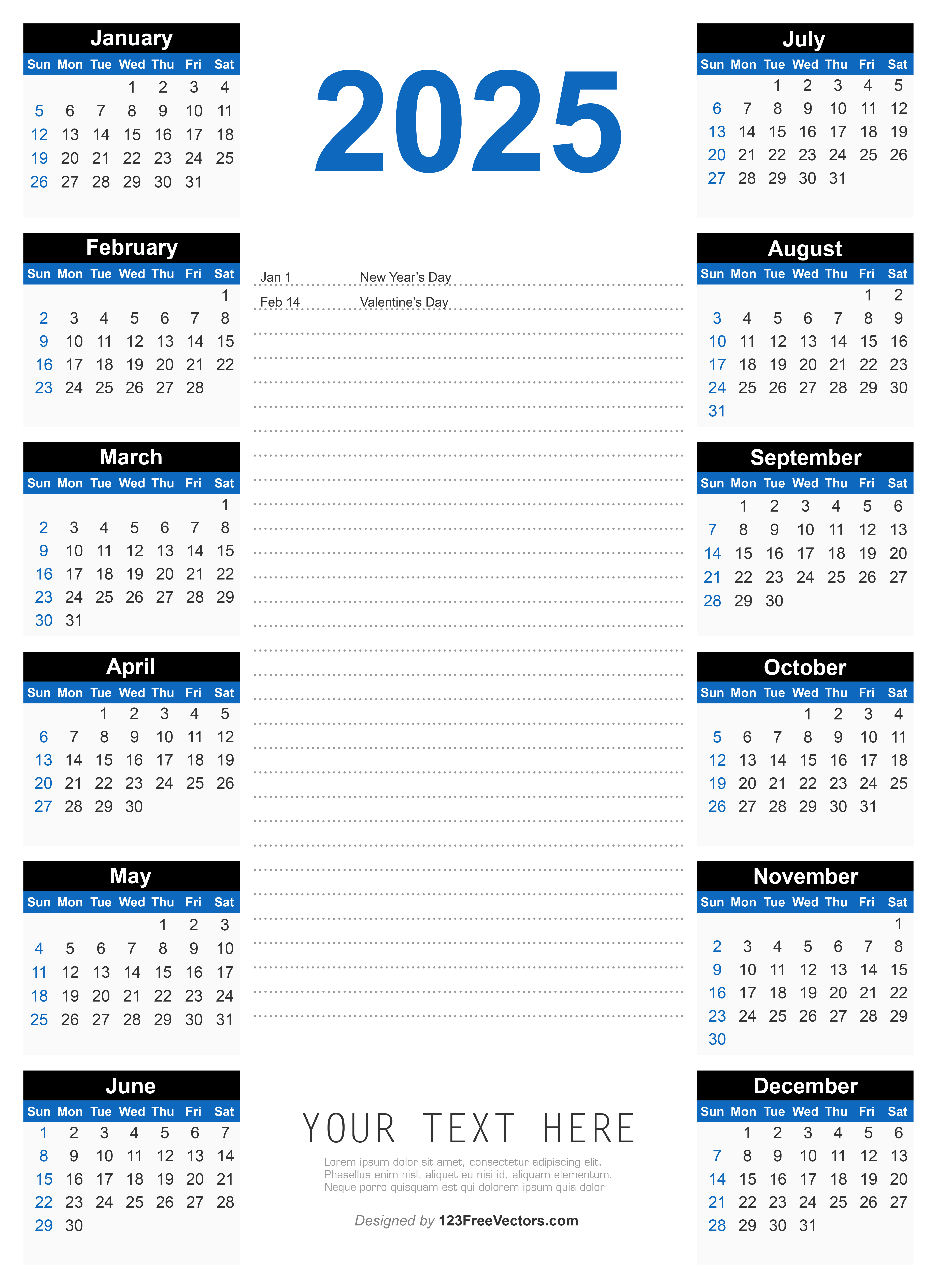 Free 2025 Printable Calendar